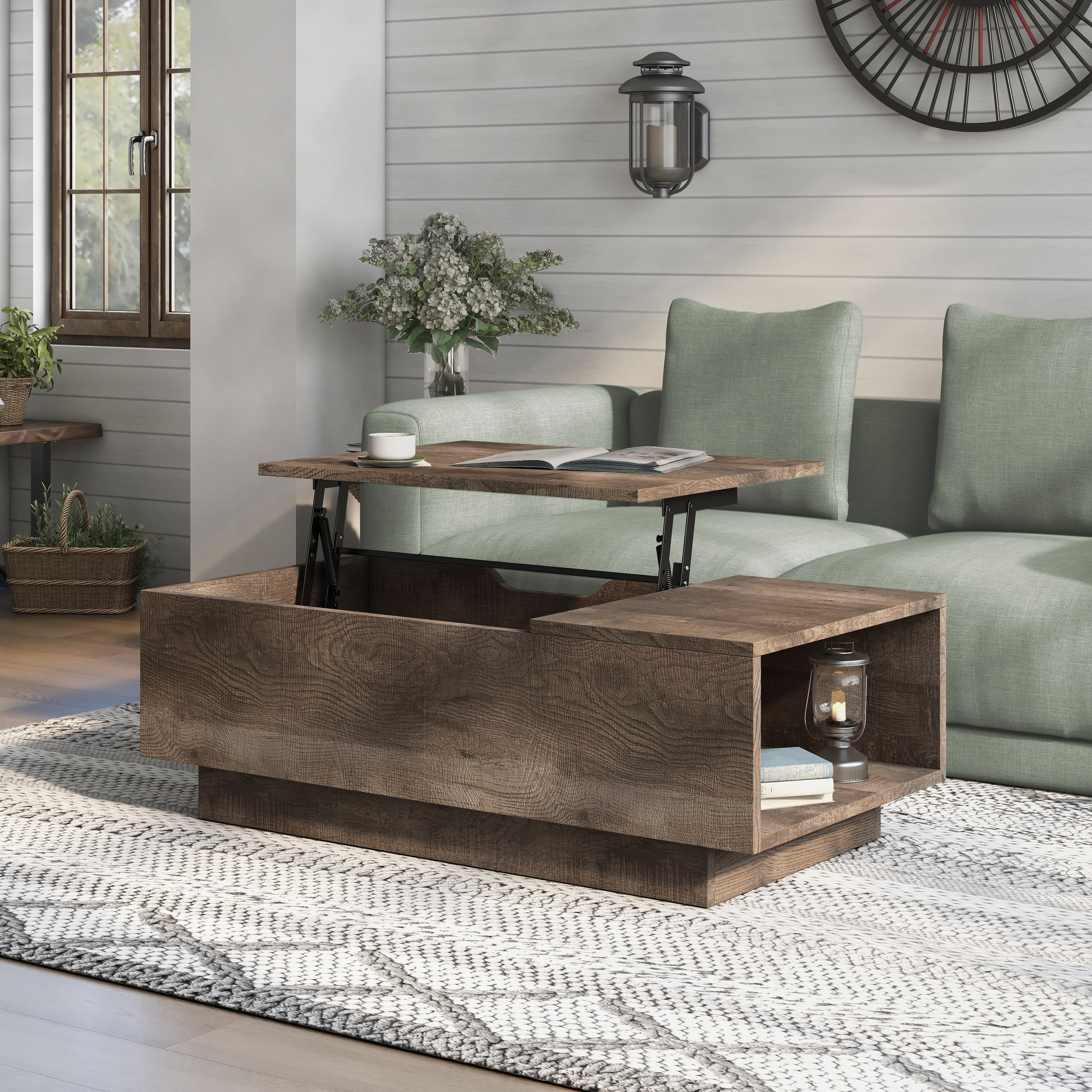 Furniture of America Uver Rustic 47-inch 1-Shelf Lift-top Coffee Table by  Reclaimed Oak