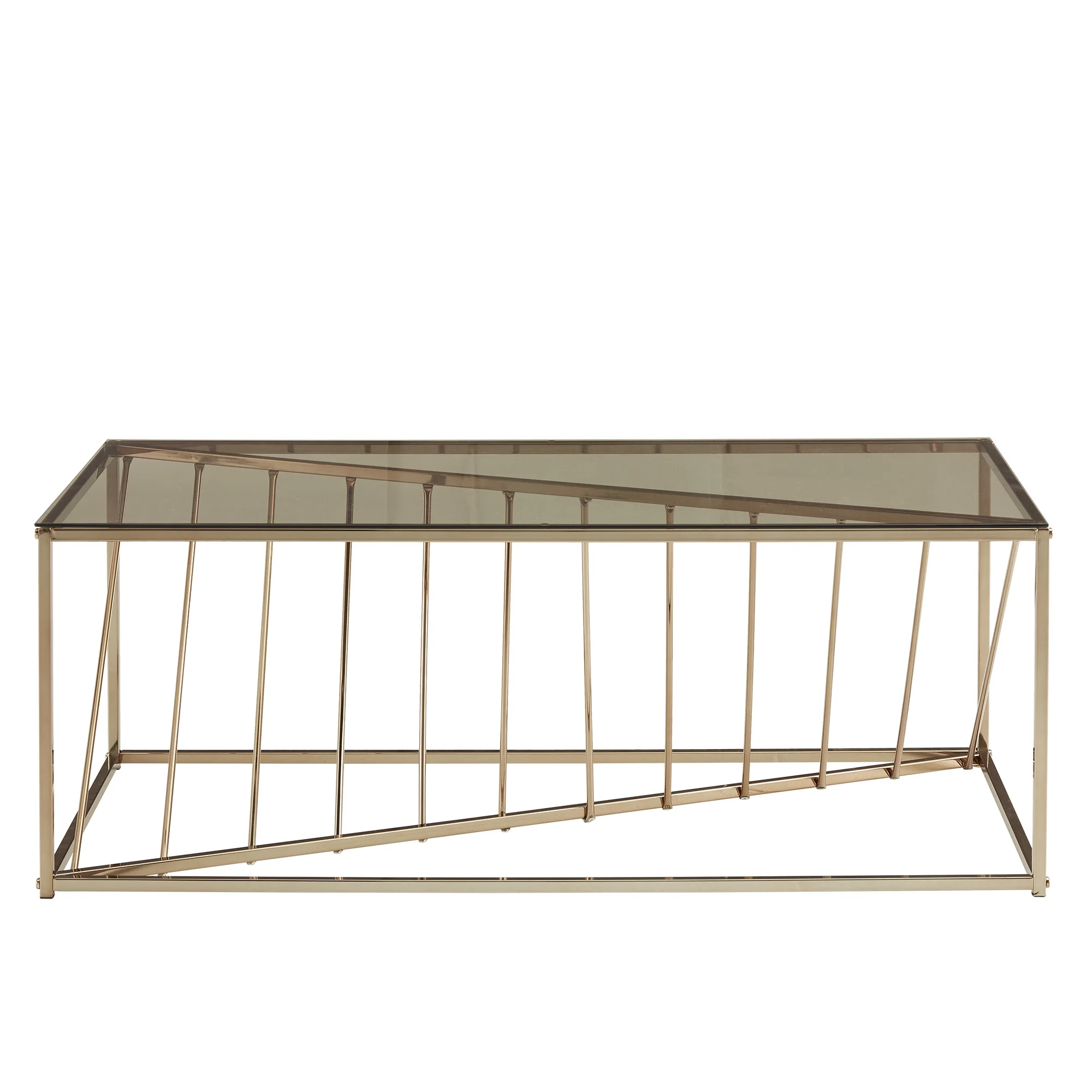 Weston Home Anna Rectangular Metal and Glass Top Coffee Table, Champagne Gold