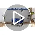 Folding Wagon Cart Portable Collapsible Beach Wagon Cart Outdoor Sports Wagon Camping Wagon Heavy Duty Utility Cart with Adjustable Handle for Grocery, Garden, Beach, Sport, Shop, Camping(Blue)