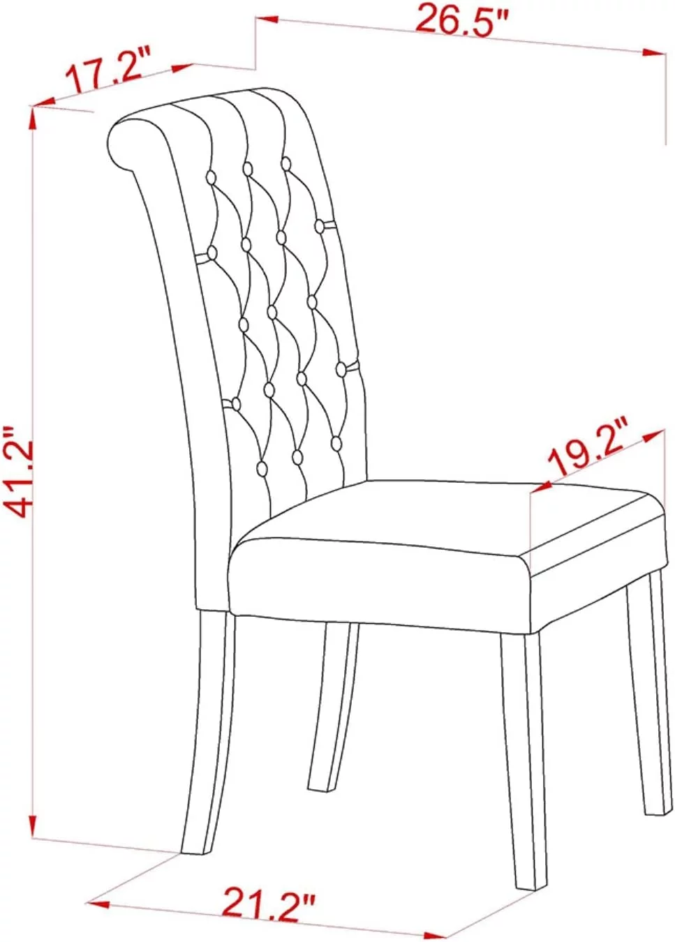 BRP3T04 Parson Dining Room Button Tufted Nailhead Trim Light Tan Linen Fabric Padded Chairs, Set Of 2, Mahogany