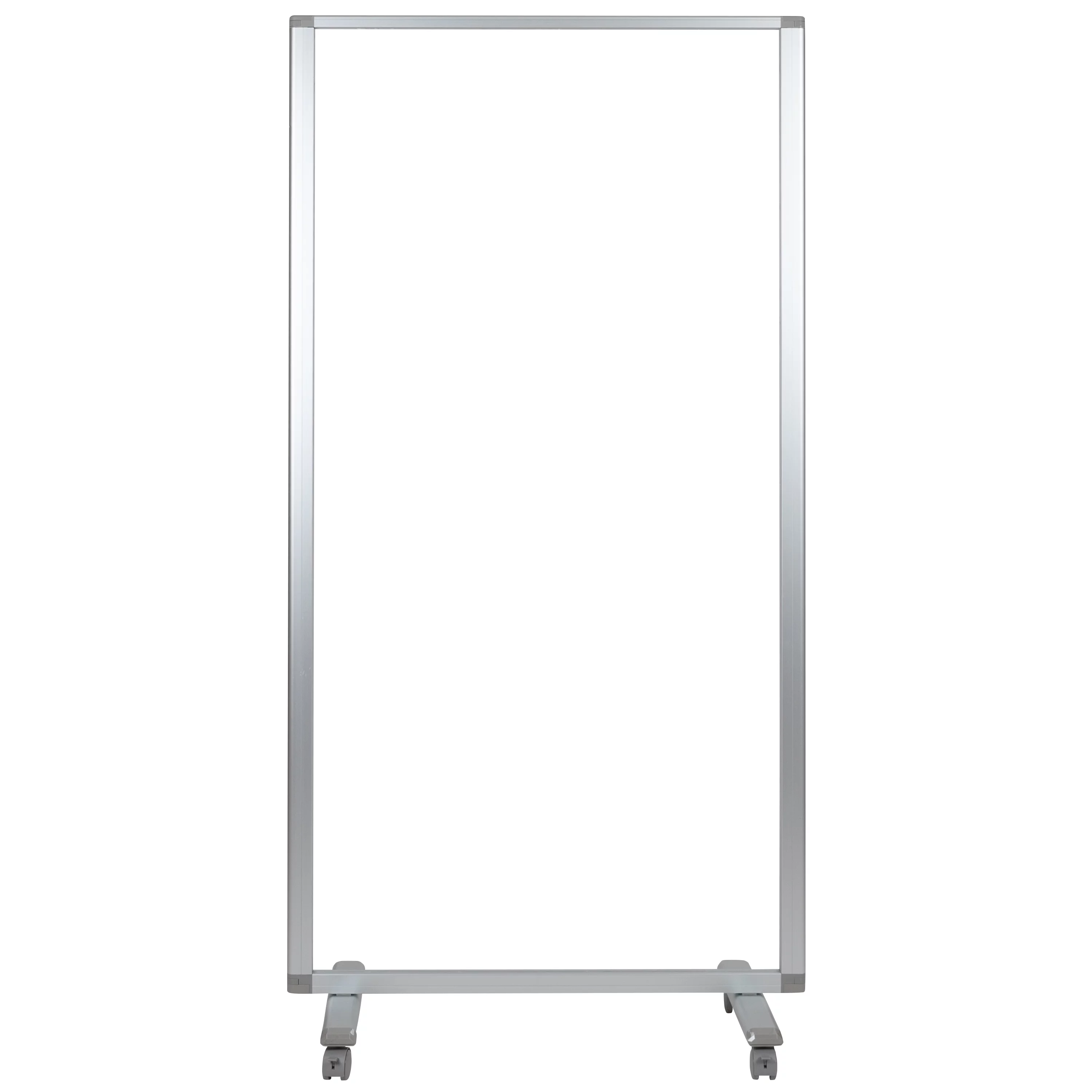 BizChair Transparent Acrylic Mobile Partition with Lockable Casters, 72