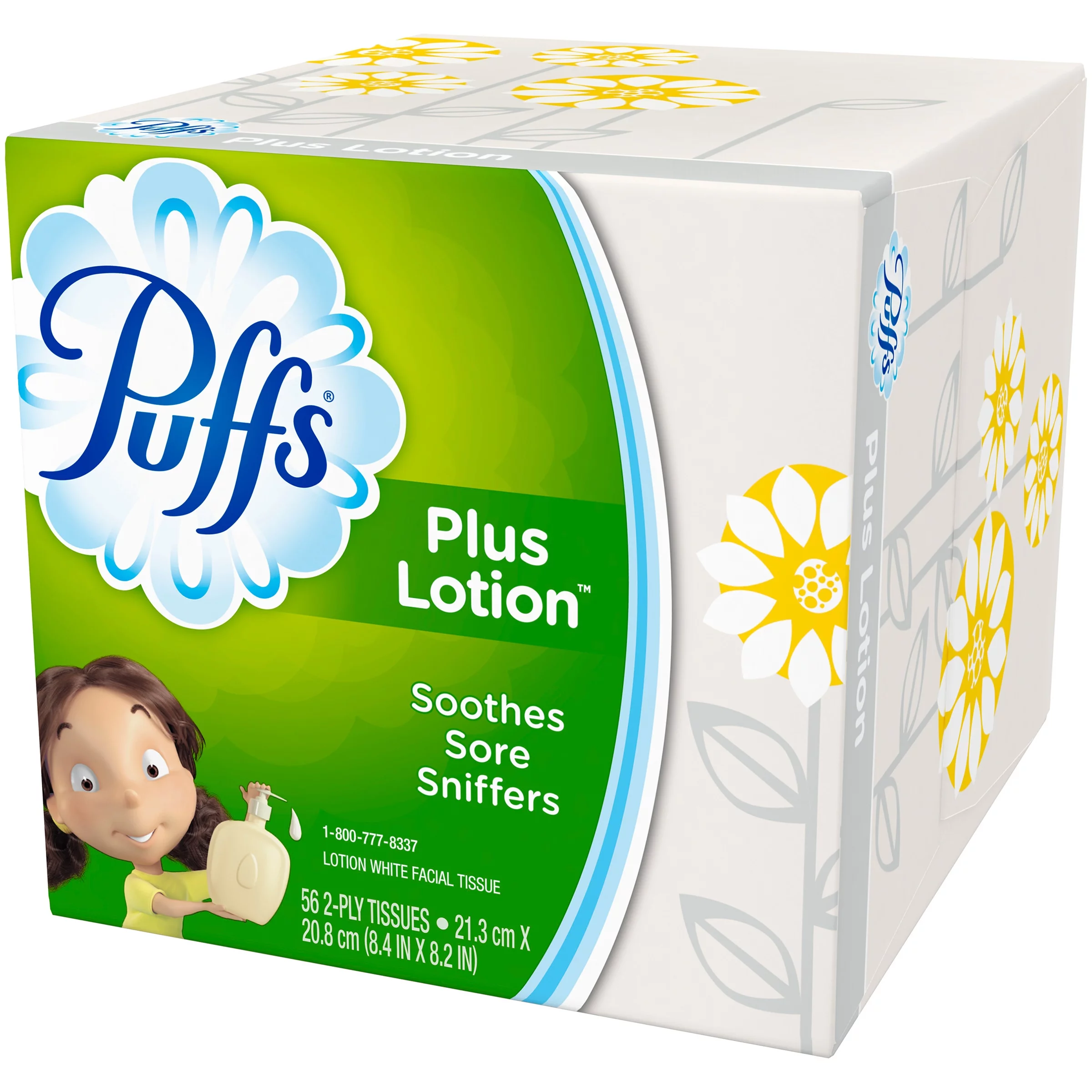 Puffs Plus Lotion Facial Tissues, 1 Cube Box, 56 tissues per cube
