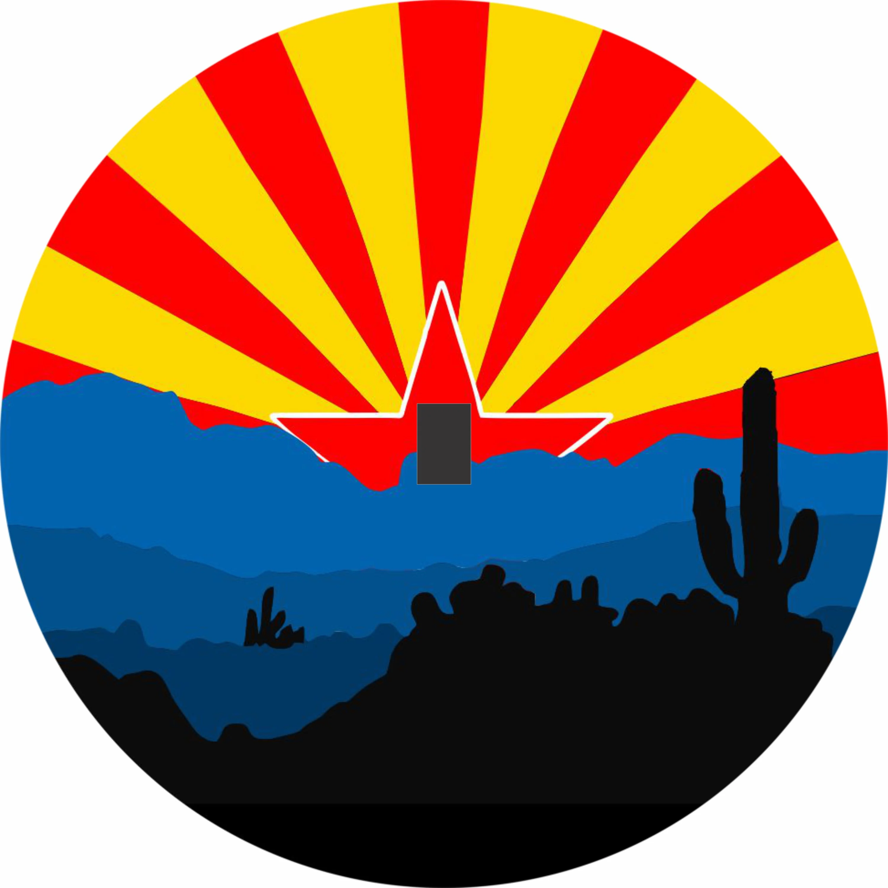 Tire Cover Central Arizona Flag Desert Spare Tire Cover Black Vinyl 245/75r17 Centered Camera Opening