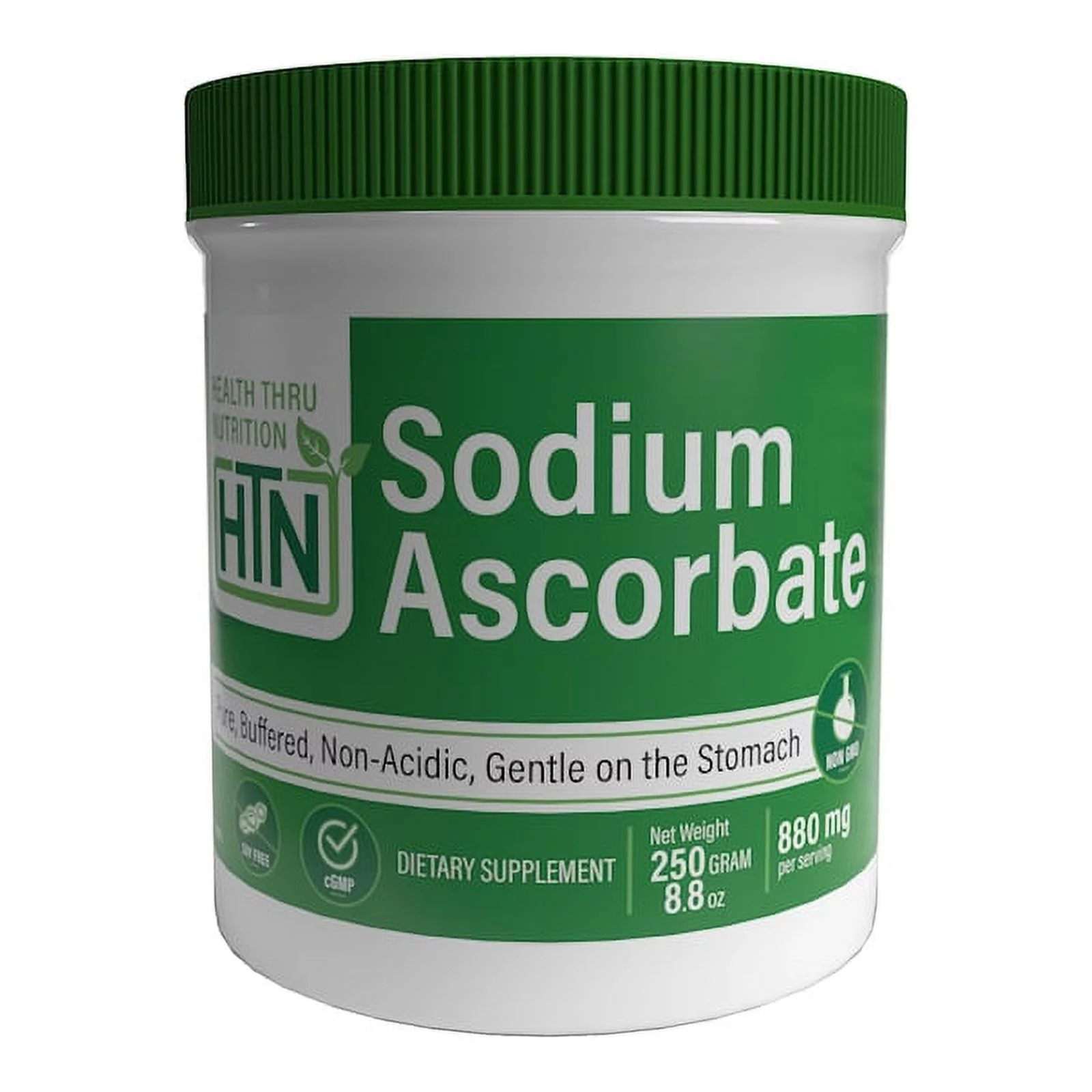 Sodium Ascorbate Powder (Buffered Vitamin-C) 250g Jar (NON-GMO) by Health Thru Nutrition