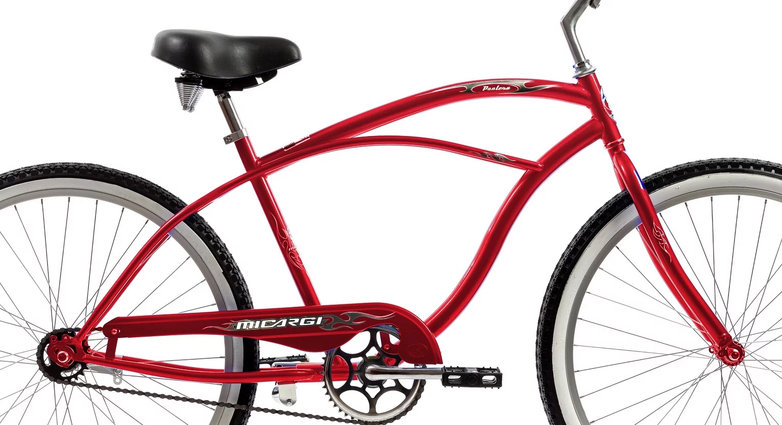 Wonder Wheels 26 In. Beach Cruiser Coaster Brake Single Speed Bicycle, Bike, Stainless Steel Spokes One Piece Crank Alloy Rims 36 H - Red
