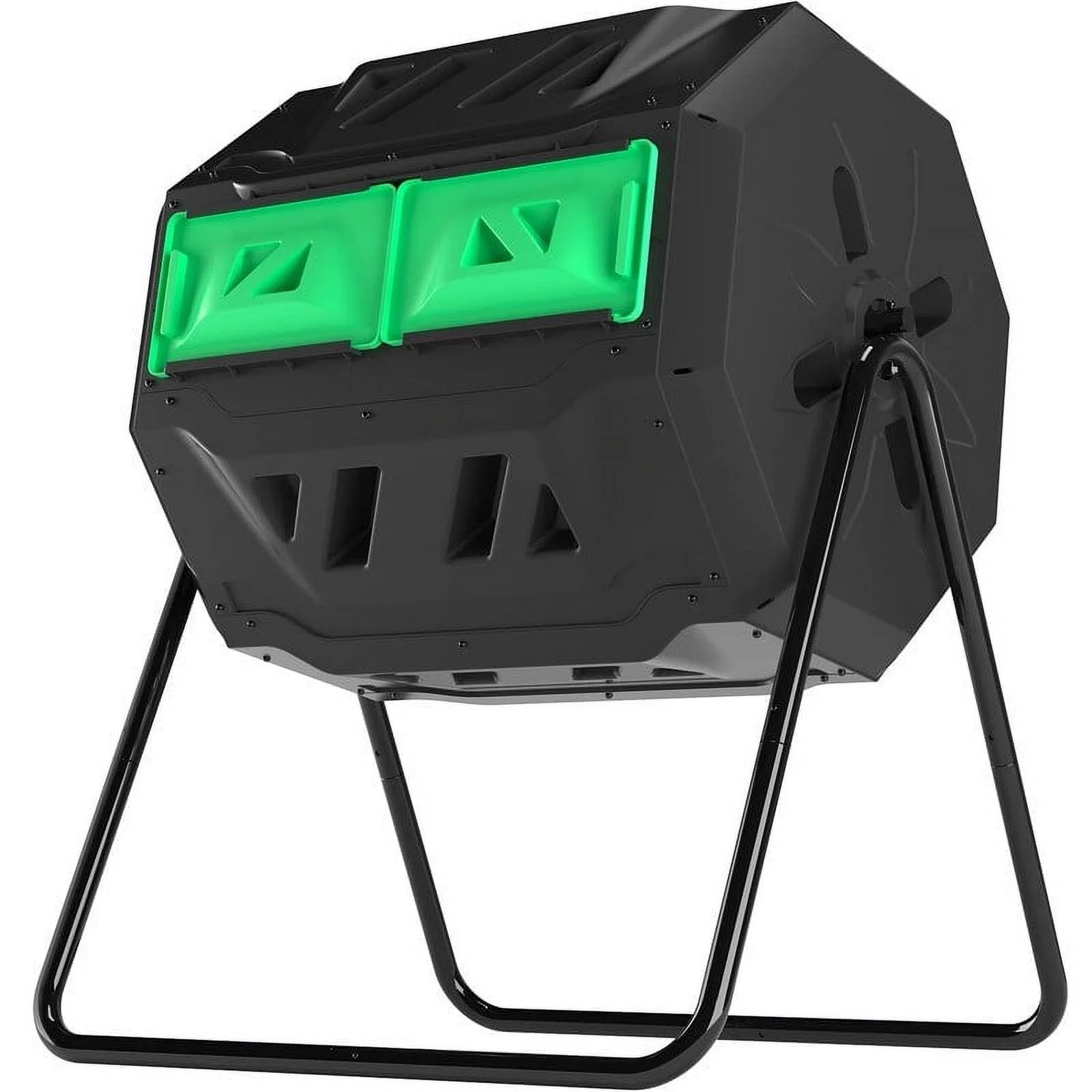 42 Gallon Tumbling Outdoor Compost Bin - Dual Chamber 360° UV & Rust Resistant