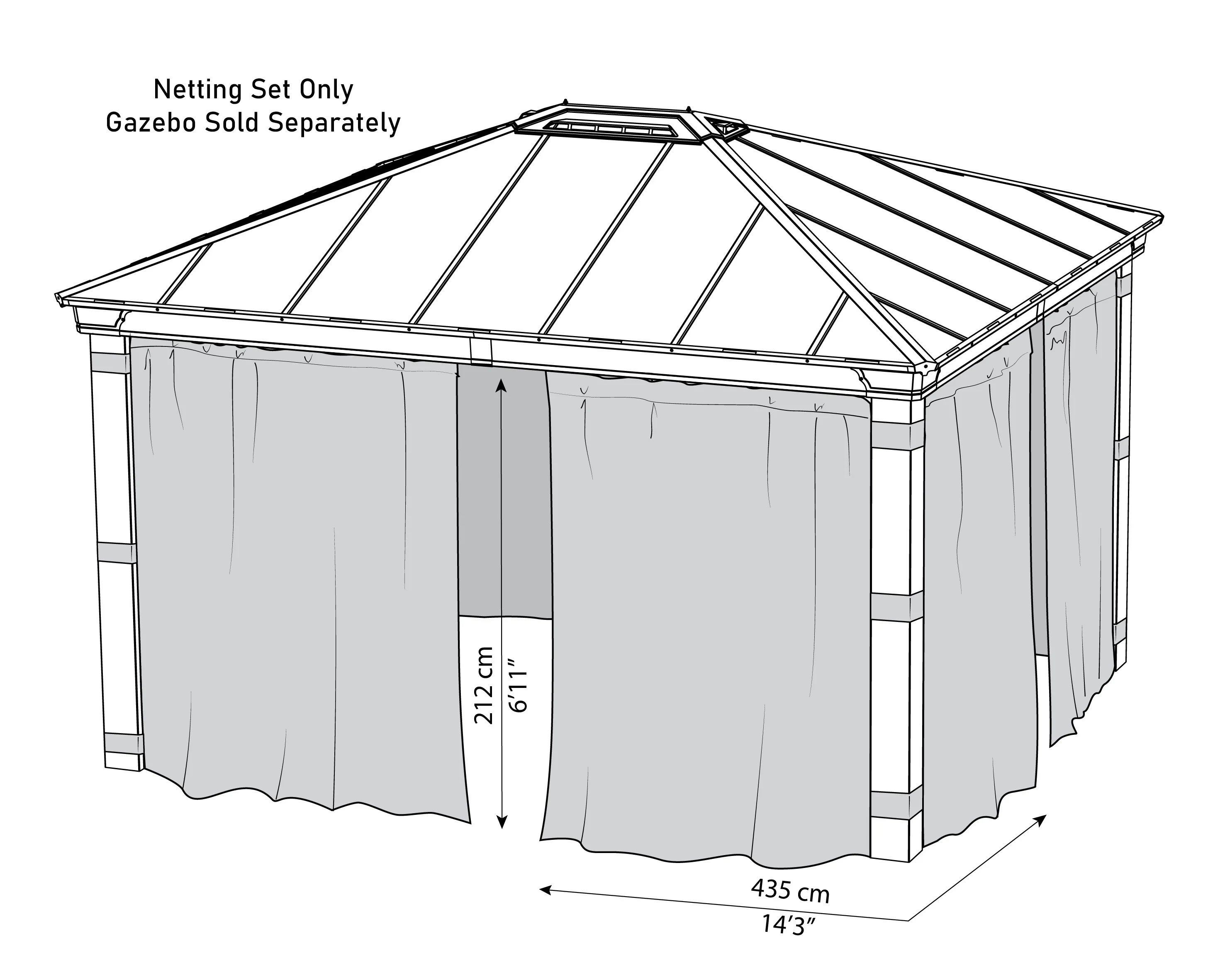 Palram - Canopia Dallas 14' x 14' Netting Set - 4 Piece