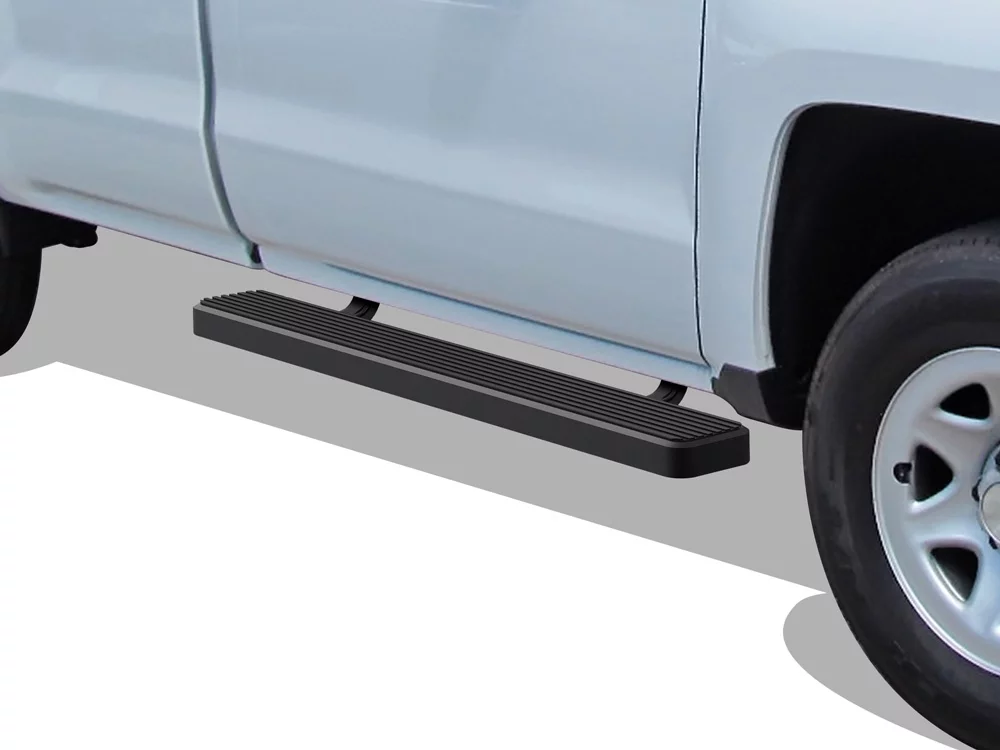 APS iBoard Running Boards 6-inch Matte Black Compatible with Chevy Silverado GMC Sierra 2007-2018 Regular Cab & 2500 3500 2019 (Excl 07 Classic)(Include 19 1500LD) (Nerf Bars Side Steps)