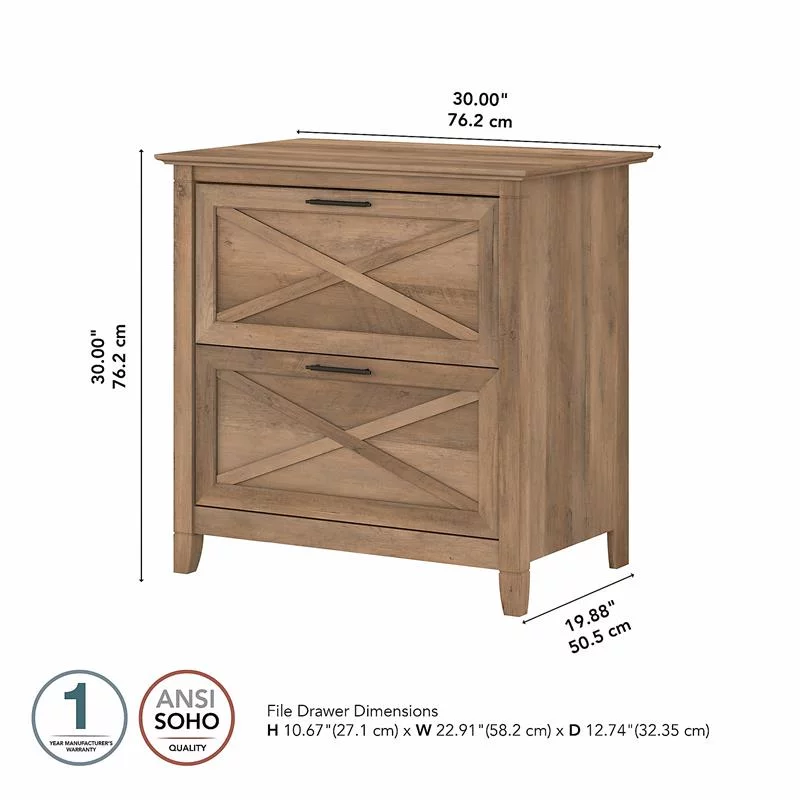 Home Square 2 Piece Lateral Filing Cabinet Set with 2 Drawer in Reclaimed Pine