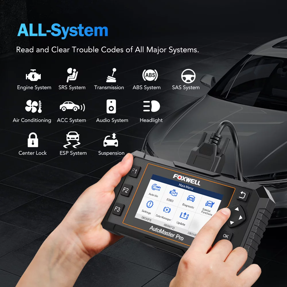 Foxwell NT644 Elite OBD2 Scanner Full System Scan Tool ABS SAS DPF EPB SRS Oil Reset 19 Maintenance Service Check Car Code Reader OBDII Automotive Diagnostic Scan Tool Code Scanner for OBD EOBD Cars