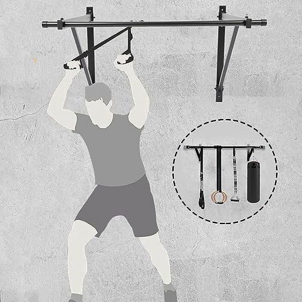 7BLACKSMITH 50'' Wall Mounted Chin Pull Up Bar Gym Workout Training Fitness Home Mount Heavy Duty 500lbs