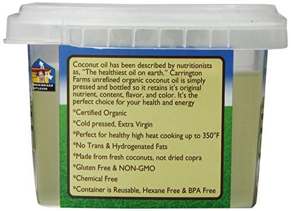 Carrington Farms Organic Extra Virgin Coconut Oil, 12 Ounce, Packaging May Vary