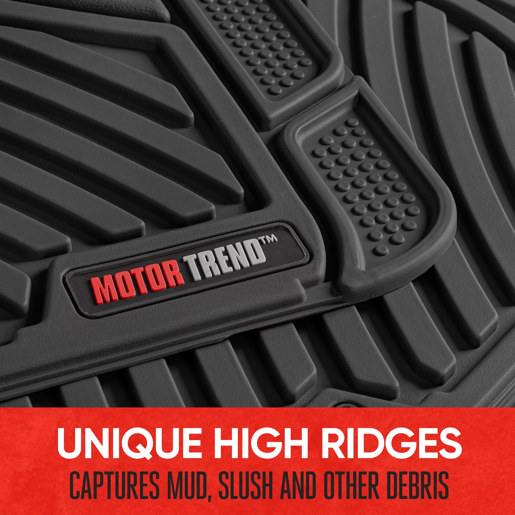 Motor Trend FlexTough Baseline Car Rubber Floor Mats Odorless Heavy Duty Fit for Sedan SUV Van Truck (Black)