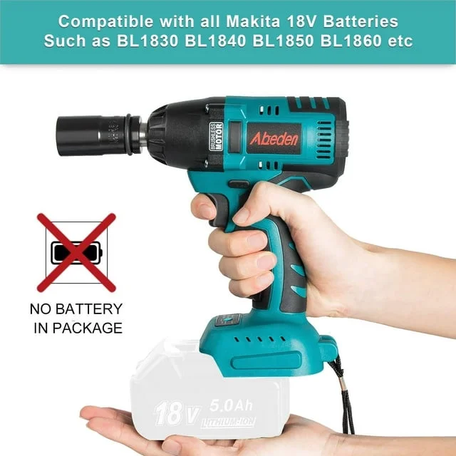 Abeden Cordless Impact Wrench 1/2'' Compatible with Makita 18V Battery (Brushless&No Include Battery)