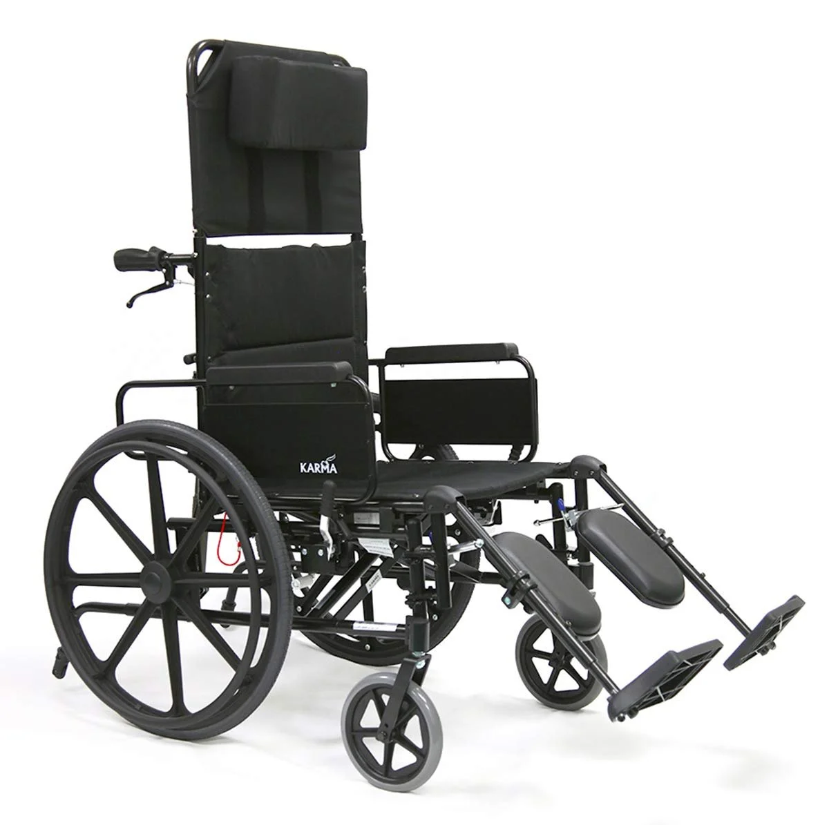Karman KM5000 Aluminum Lightweight Reclining Manual Wheelchair KM5000F18B-MS, Removable Desk Armrest & Includes Anti-Tippers 18
