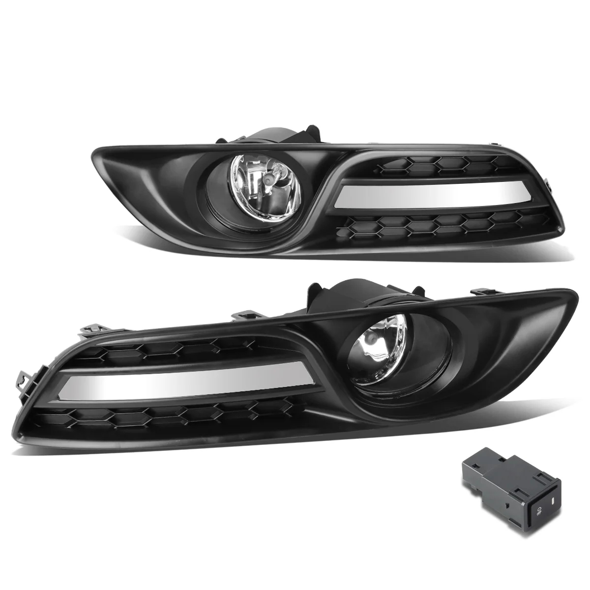 DNA Motoring FL-ZTL-213-CH For 2013 to 2016 Nissan Sentra Front Bumper Driving Fog Light Lamp+Switch Clear Lens 14 15