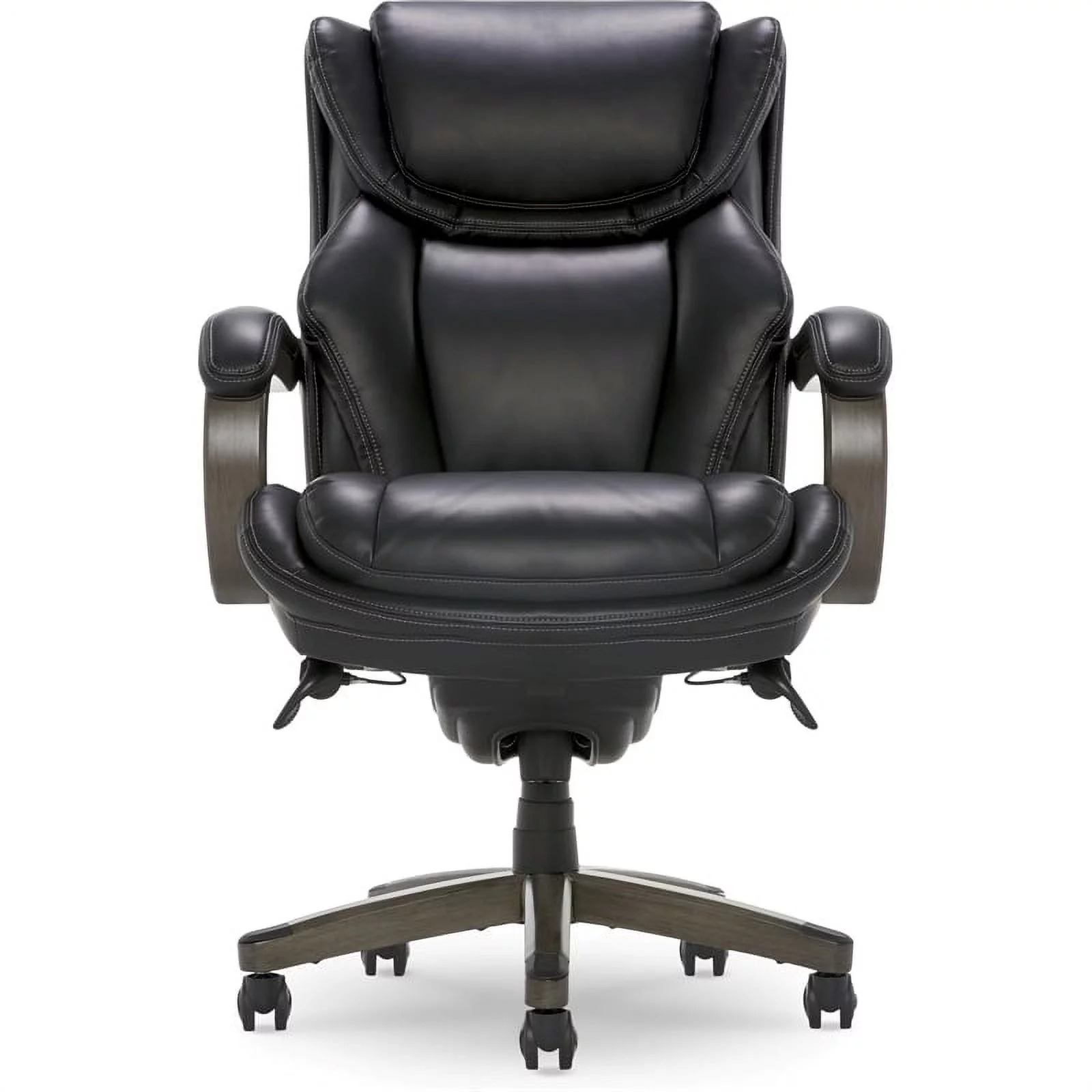 Scranton & Co Modern Faux Leather & Wood Executive Chair in Black