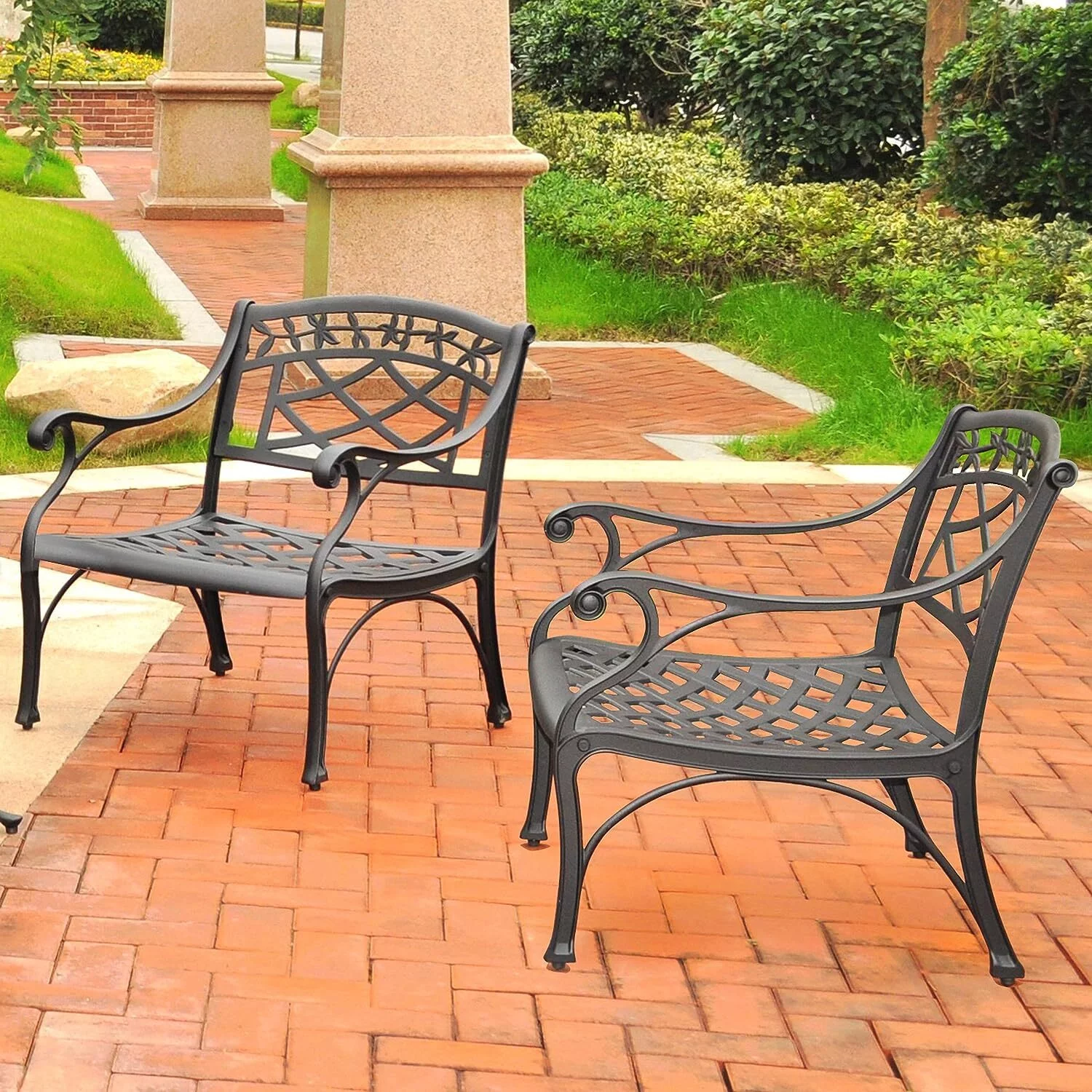 Crosley Furniture Sedona Aluminum Patio Club Chair in Charcoal Black (Set of 2)