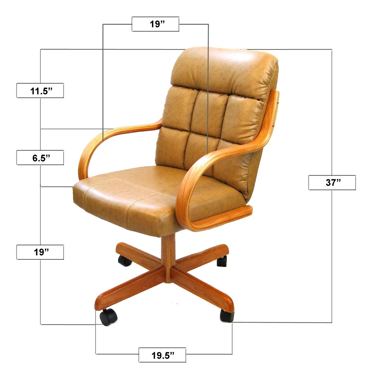 Caster Chair Company  C118 Ashtyn Swivel Tilt Caster Arm Chair in Buff Bonded Leather