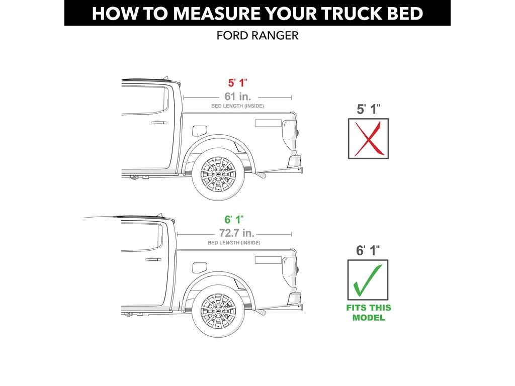 Gator by RealTruck EFX Hard Tri-Fold Truck Bed Tonneau Cover | GC24023 | Compatible with 2019 - 2023 Ford Ranger 6' 1