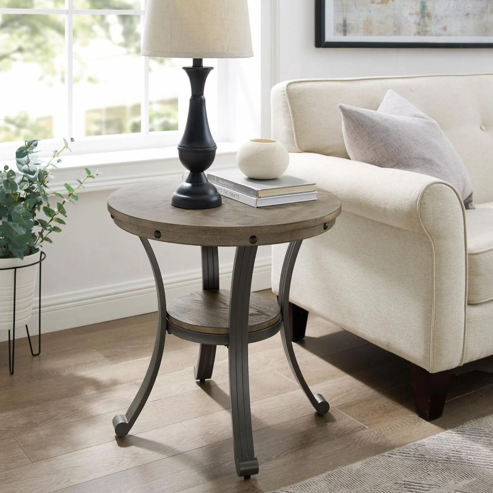 Powell Franklin Round Side Table - Pewter