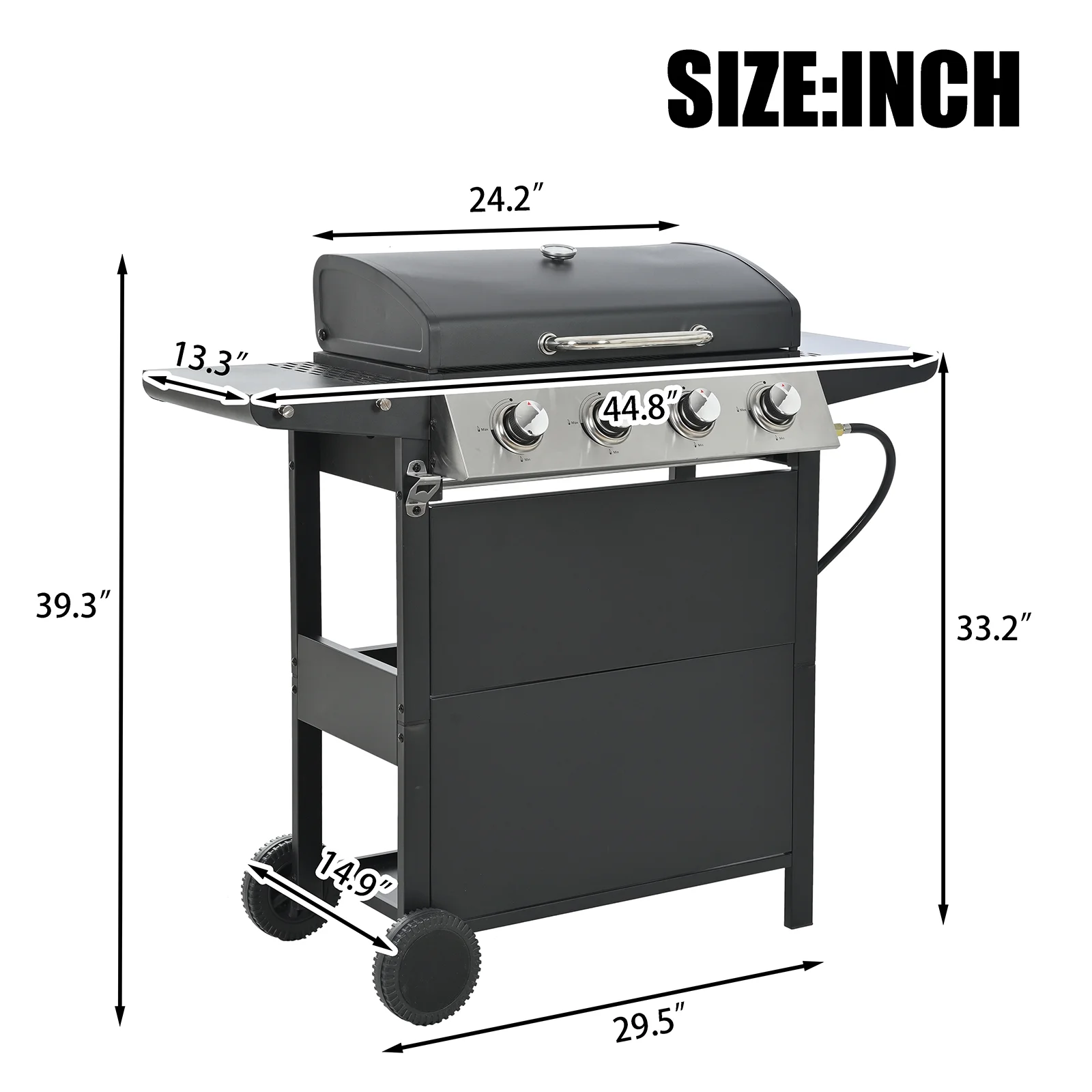 Propane Grill 4 Burner  Garden Barbecue Grill Stainless Steel Gas Grill