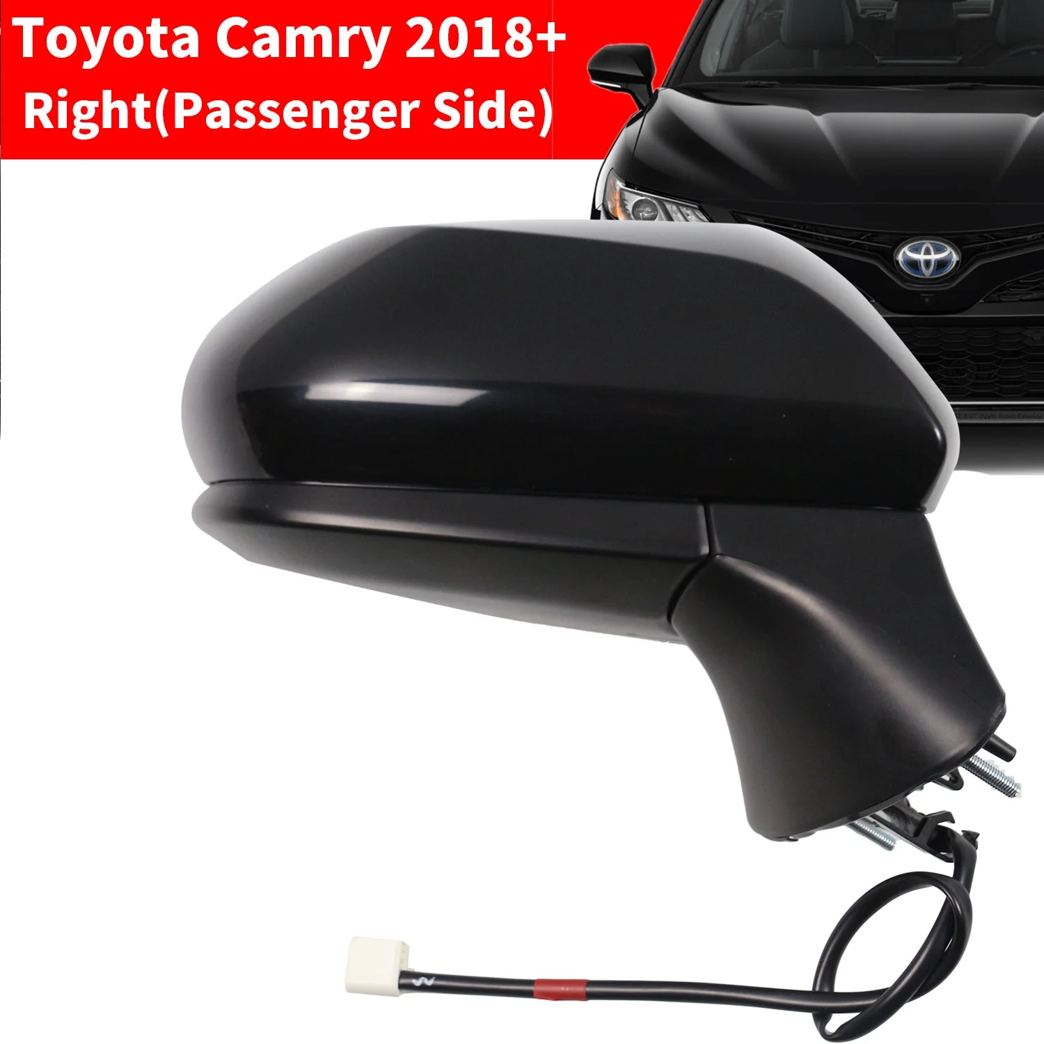 Right Passenger Side Mirror for 2018-2024 Toyota Camry Power Non-heated Door Mirror for 2018 2019 2020 2021 2022 2023 2024 Toyota Camry Sedan Accessory, Black