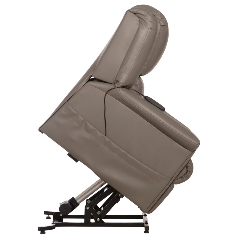 Bowery Hill Power Lift Lay-Flat Recliner with Gray Disinfectable PU Fabric