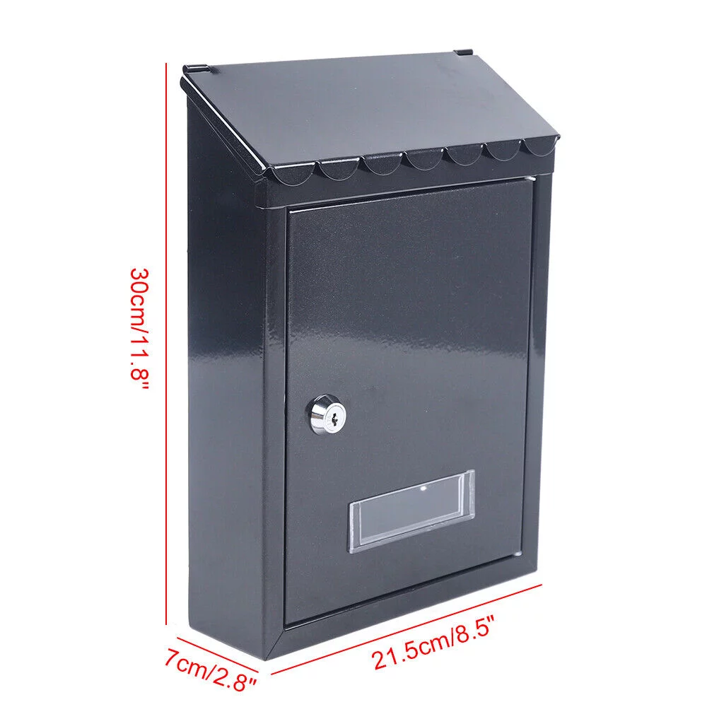 Wall Mount Mailbox with 2 Keys Large Drop Box Perspective Hole Design Waterproof