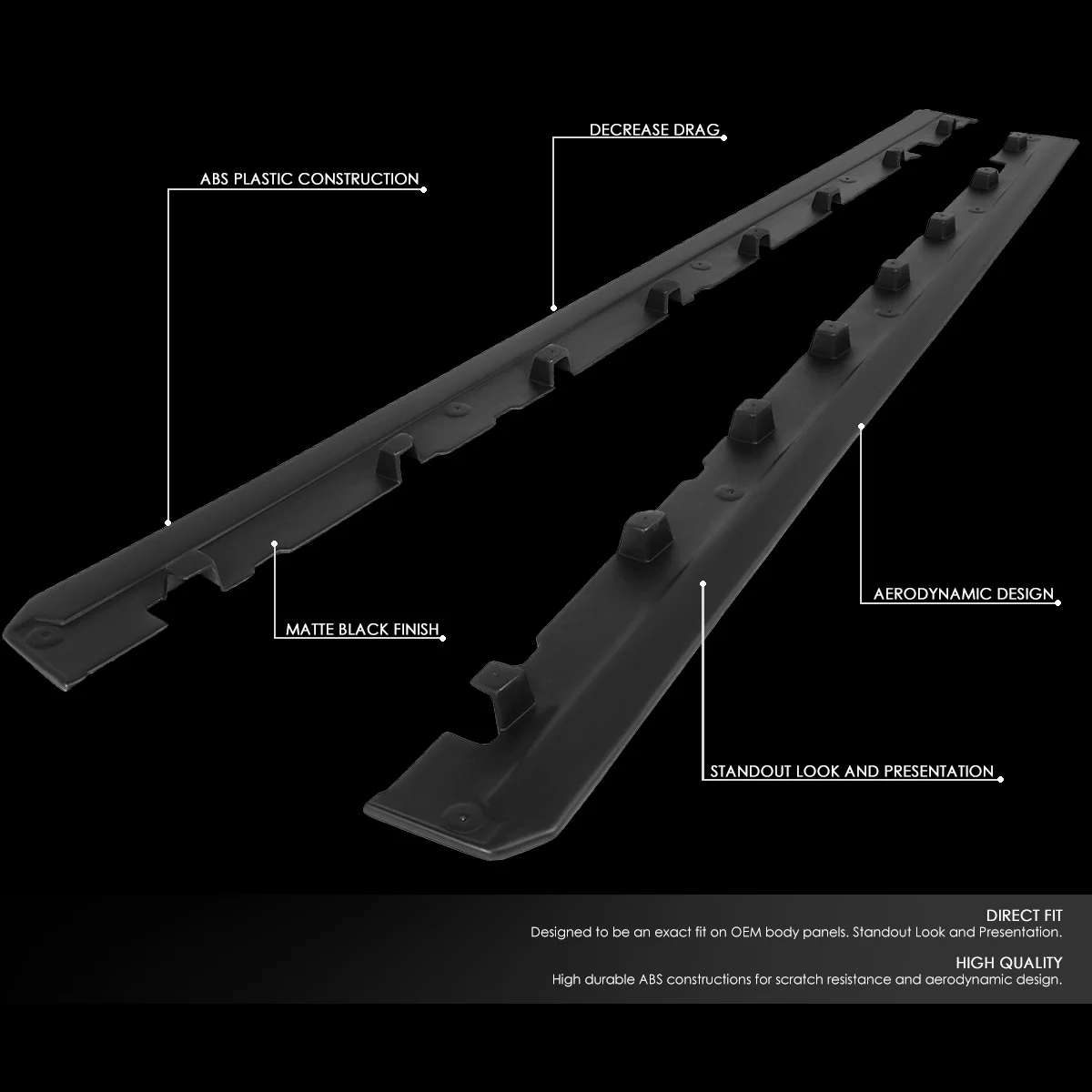 DNA Motoring BPLIP-0011 For 2010 to 2014 Ford Mustang RP Style Pair Side Skirts Panel Extension Body Kit 11 12 13