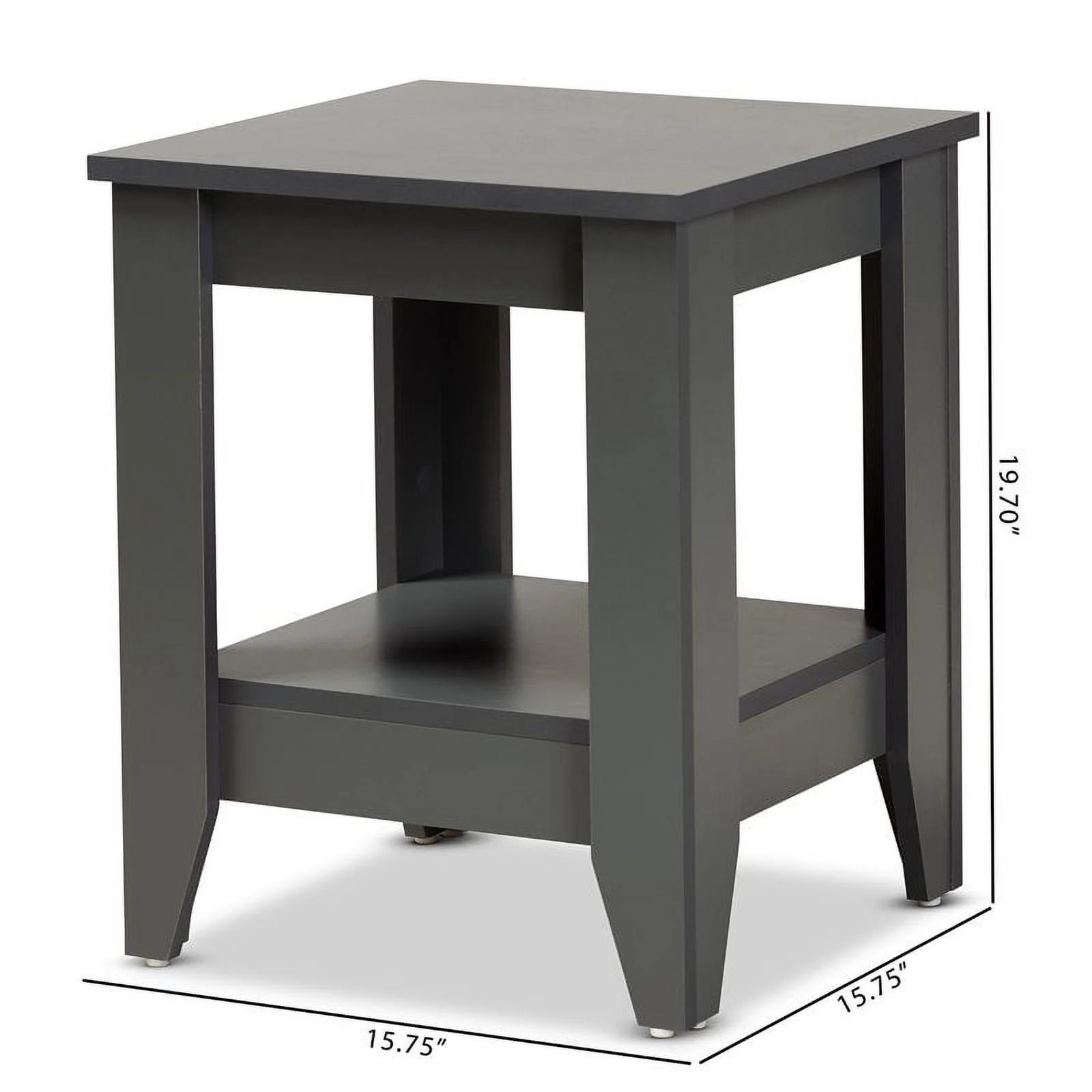 Bowery Hill Square Modern Wood Living Room End Table in Gray