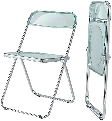 xrboomlife Stackable Folding Plastic Chairs Clear Smoky Gray Blue Pink - 330 LB Weight Capacity Living Room Saving Space Easy To Carry Dining Visitor Conference Temporary Seat ( Color   )