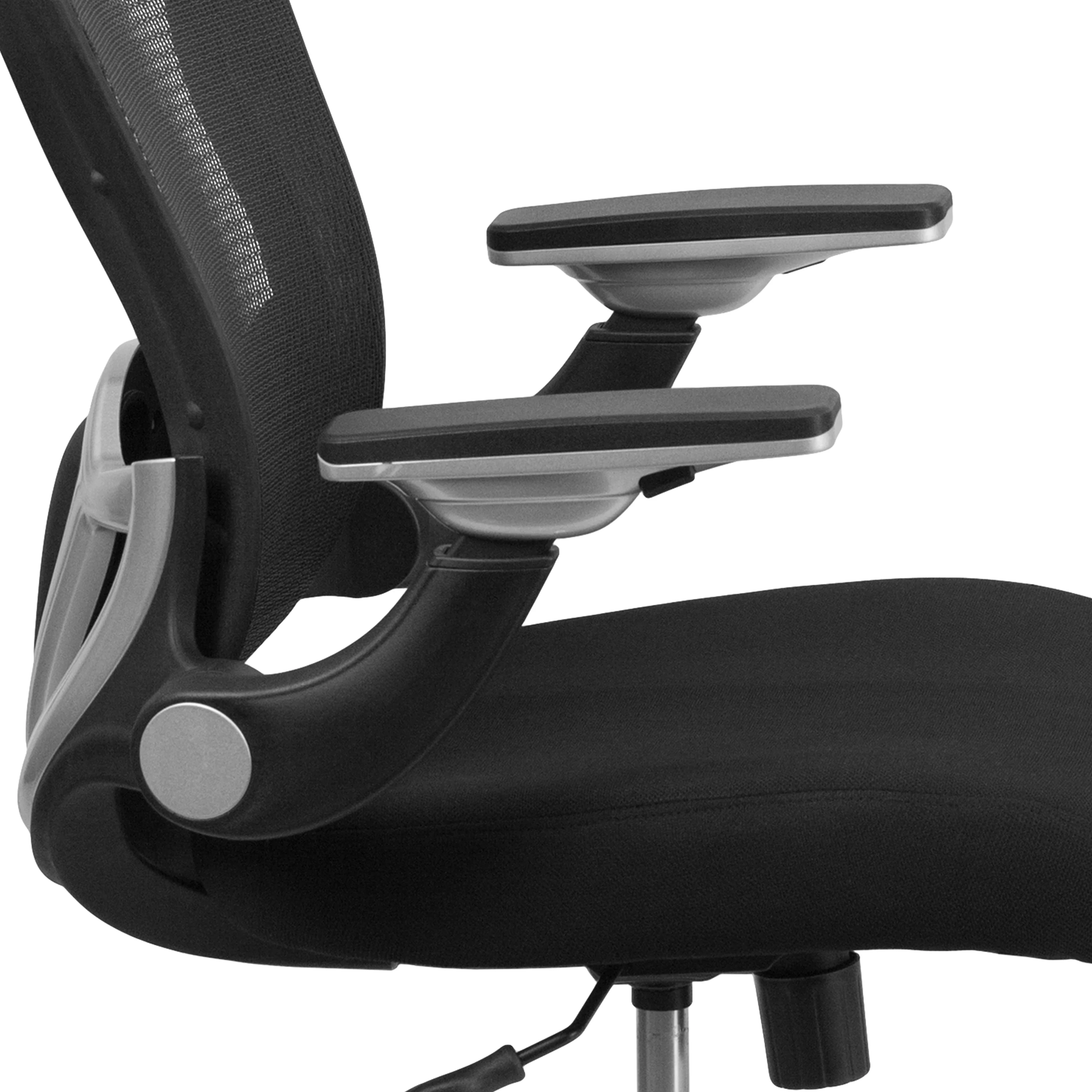 Emma + Oliver Mid-Back Black Mesh Swivel Ergonomic Office Chair - Height Adjustable Flip-Up Arms