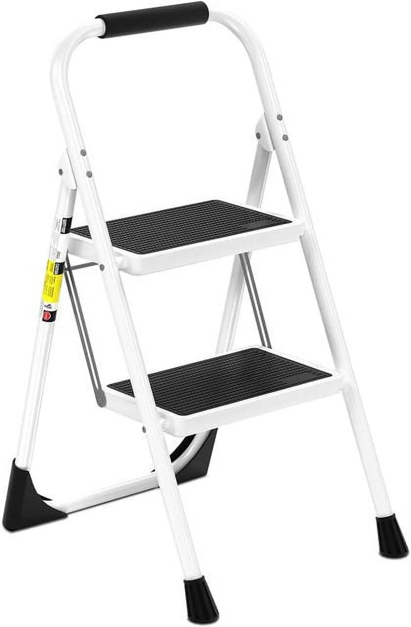Step Ladder EFFIELER 2 Step Stool Ergonomic Folding Stool with Wide Anti-Slip Pedal 430 lbs Sturdy Stool