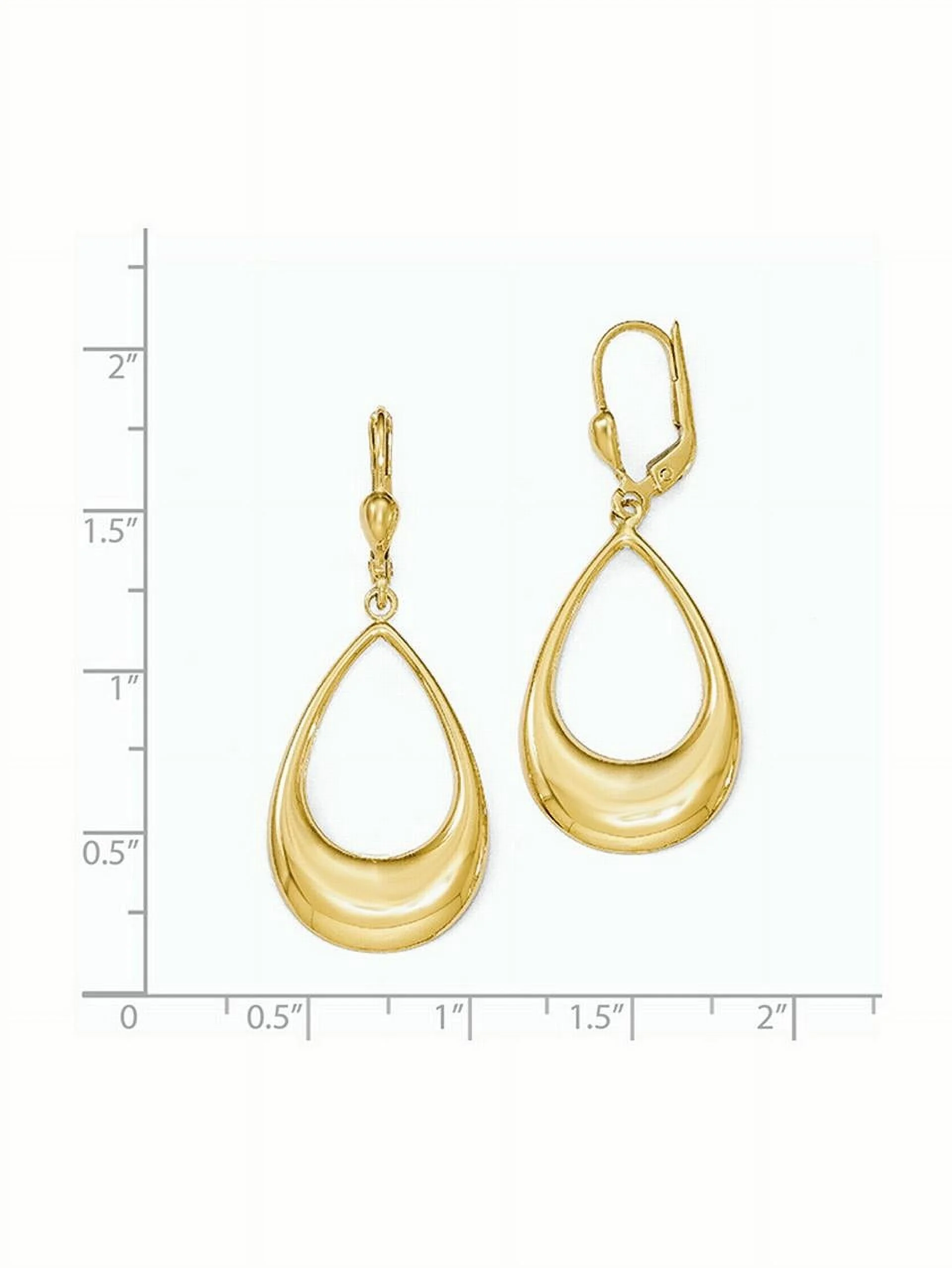 Primal Gold 14 Karat Yellow Gold Polished Teardrop Leverback Earrings