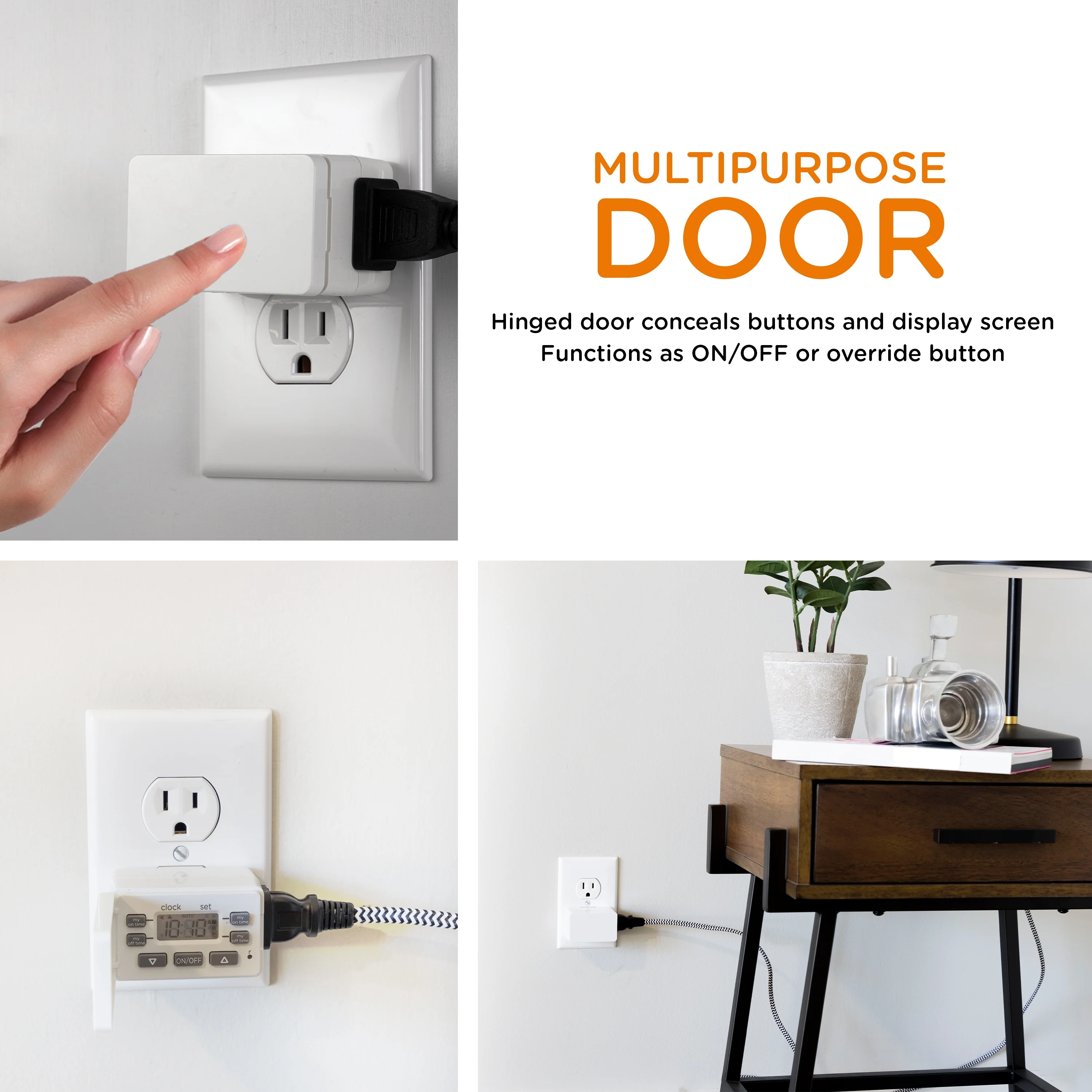 myTouchSmart Digital Fashion Timer, 1-Outlet Polarized, 2 Settings, 24hr, White, Cover