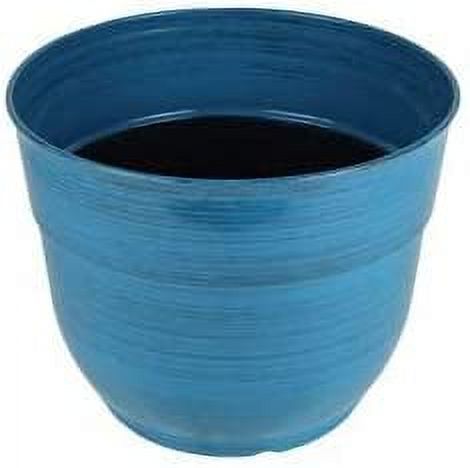 Glazed Brushed Happy Large Plastic Planter, Dark Blue, 15