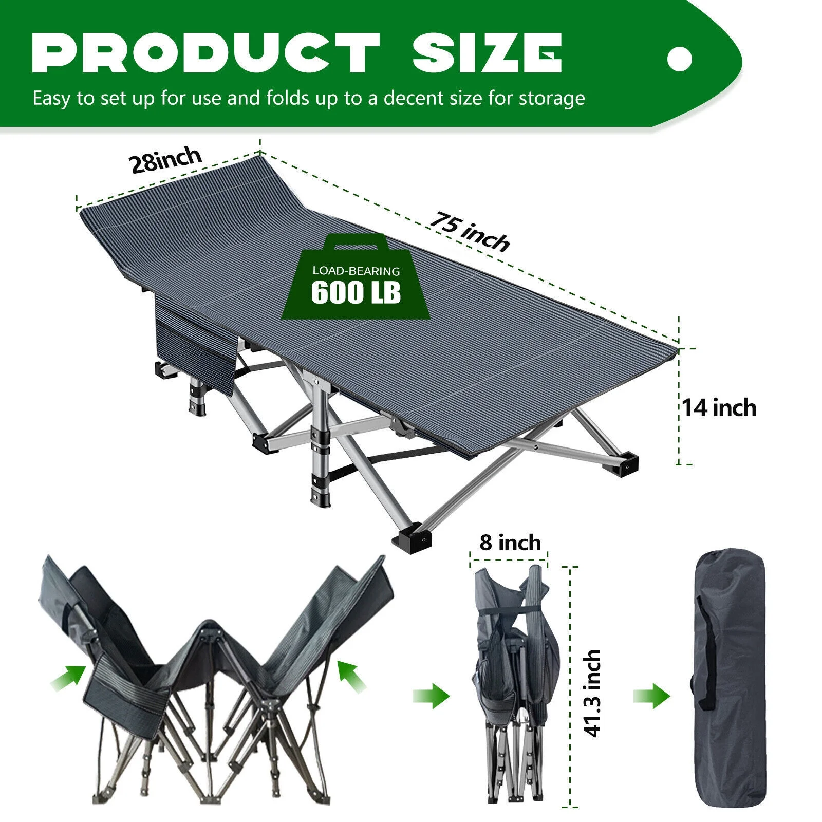 Adults Folding Sleeping Cot Guest Bed Heavy Duty Portable Cots Camping with Mat