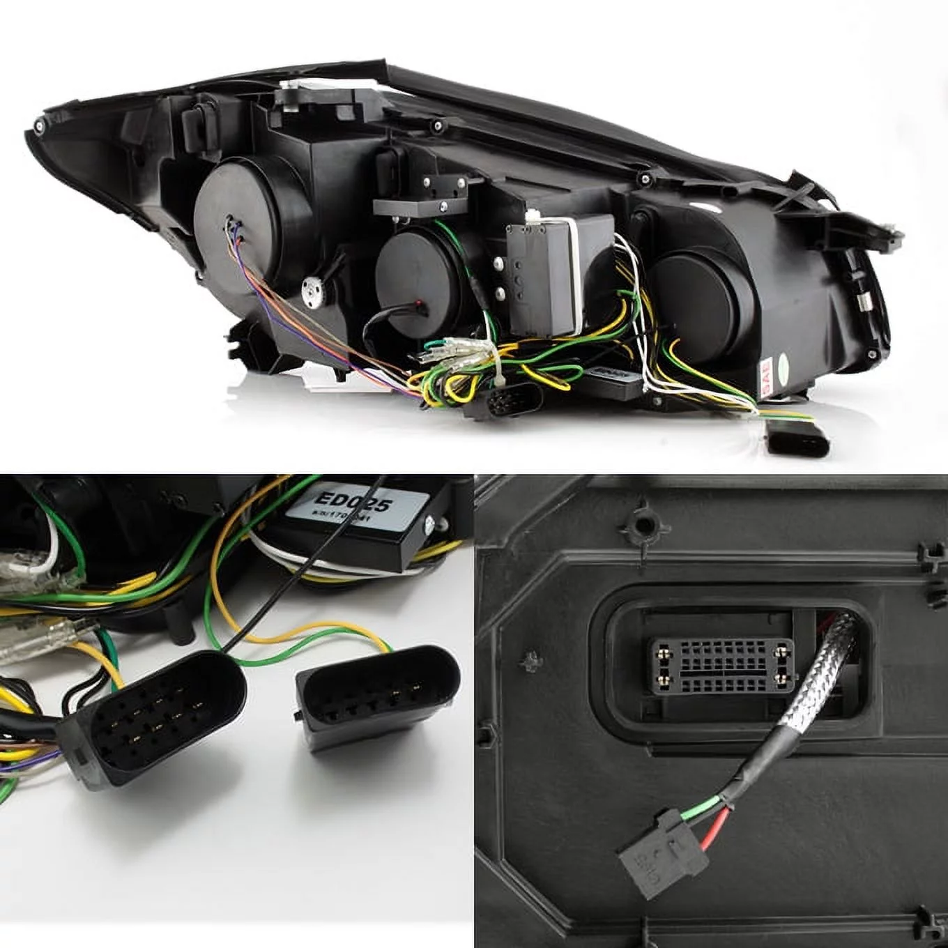 AKKON - [HID Type] For 2007-2009 Benz W221 S-Class Black Bazel LED DRL Projector Headlights LH+RH Pair