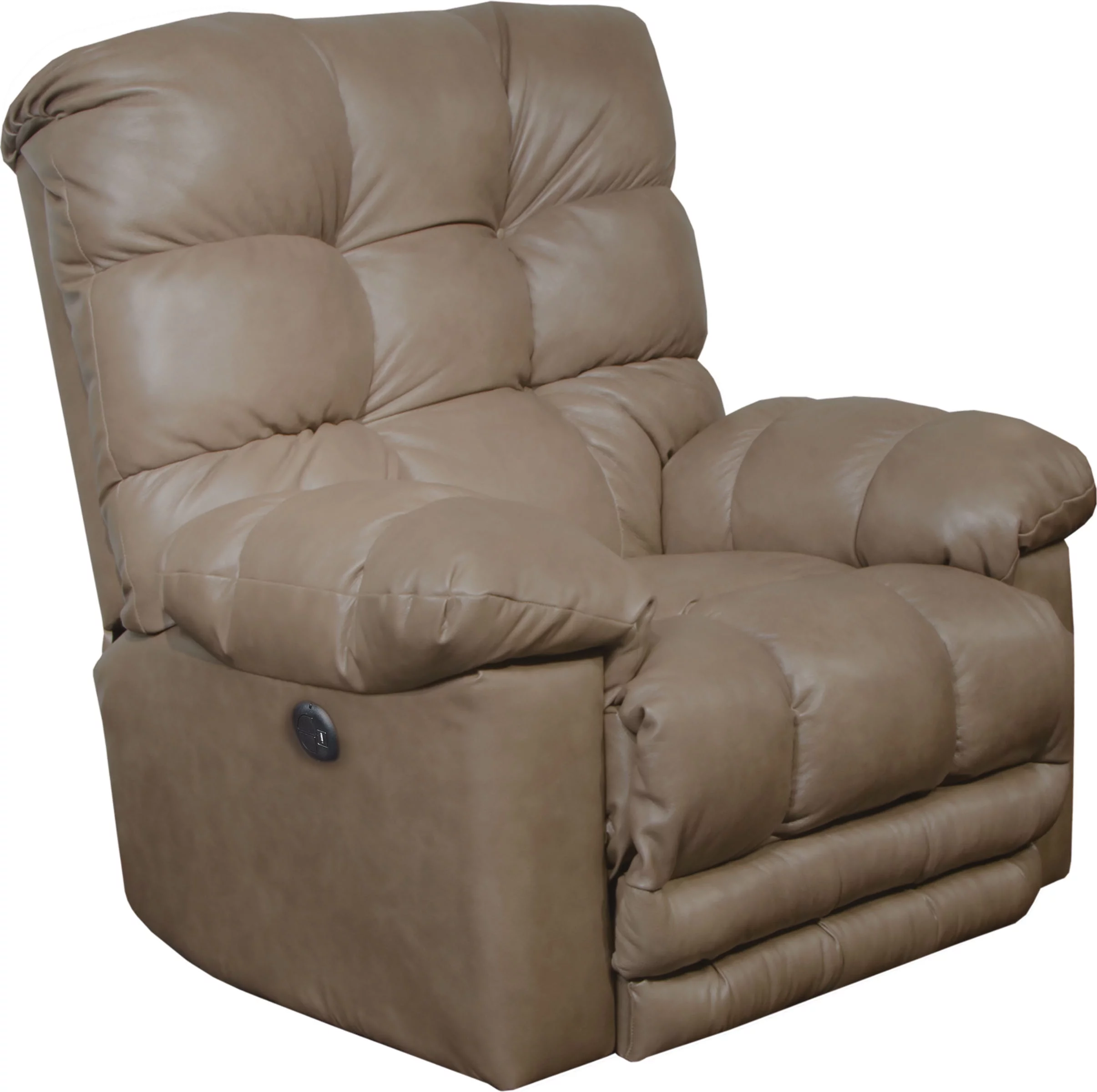 Catnapper Piazza Top Grain Leather Touch Power Lay Flat Recliner withX-tra Comfort Footrest in Smoke