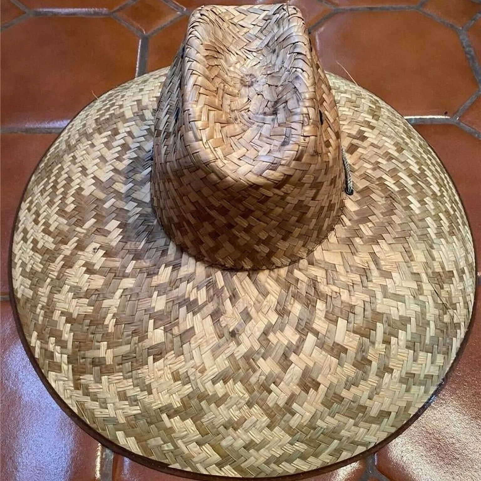 XL Brim NATURAL Straw Summer HAT Sombrero BEACH GARDENING LIFEGUARD 080 MEXICO - New with box/tags