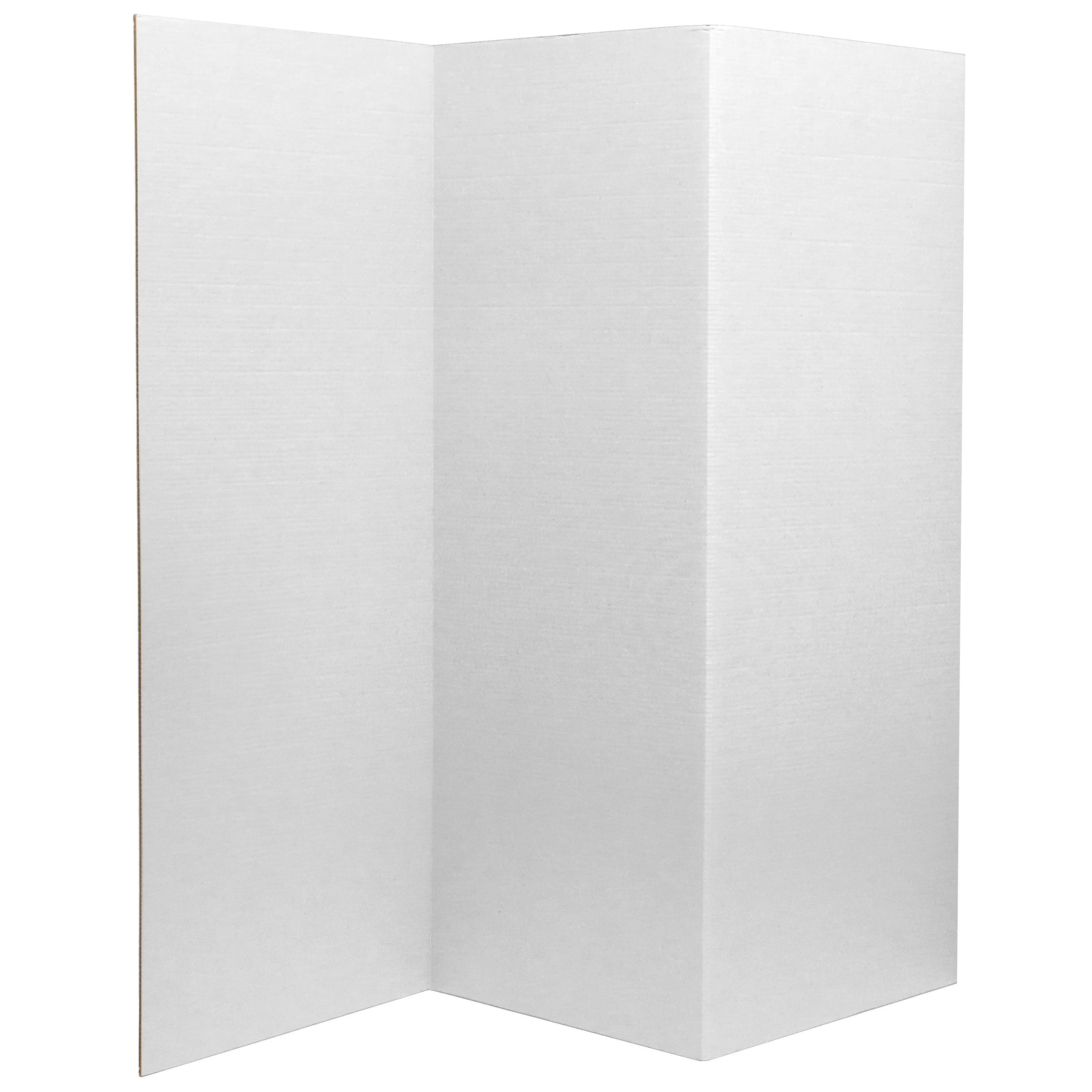 4 ft. Short White Temporary Cardboard Folding Screen - 3 Panels
