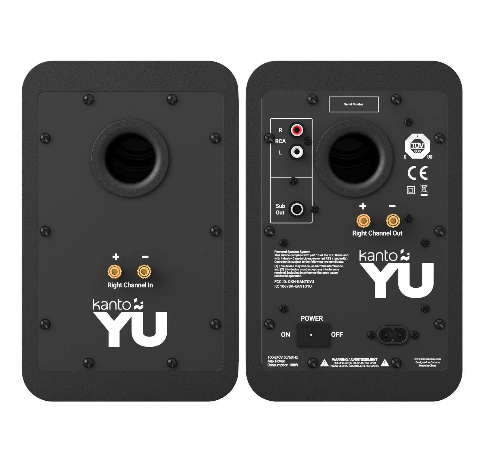 Open Box Kanto YU Matte Black Powered Bookshelf Speakers w/ BT 4.2 & RCA Input