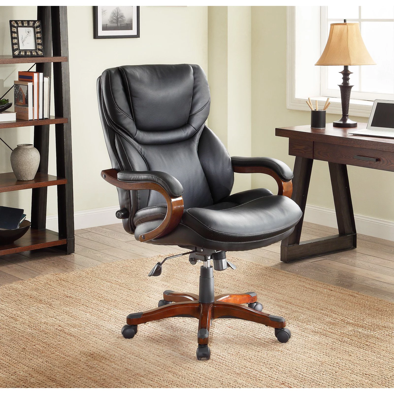 Serta Adjustable Height Eco-Leather Executive Office Chair - Black