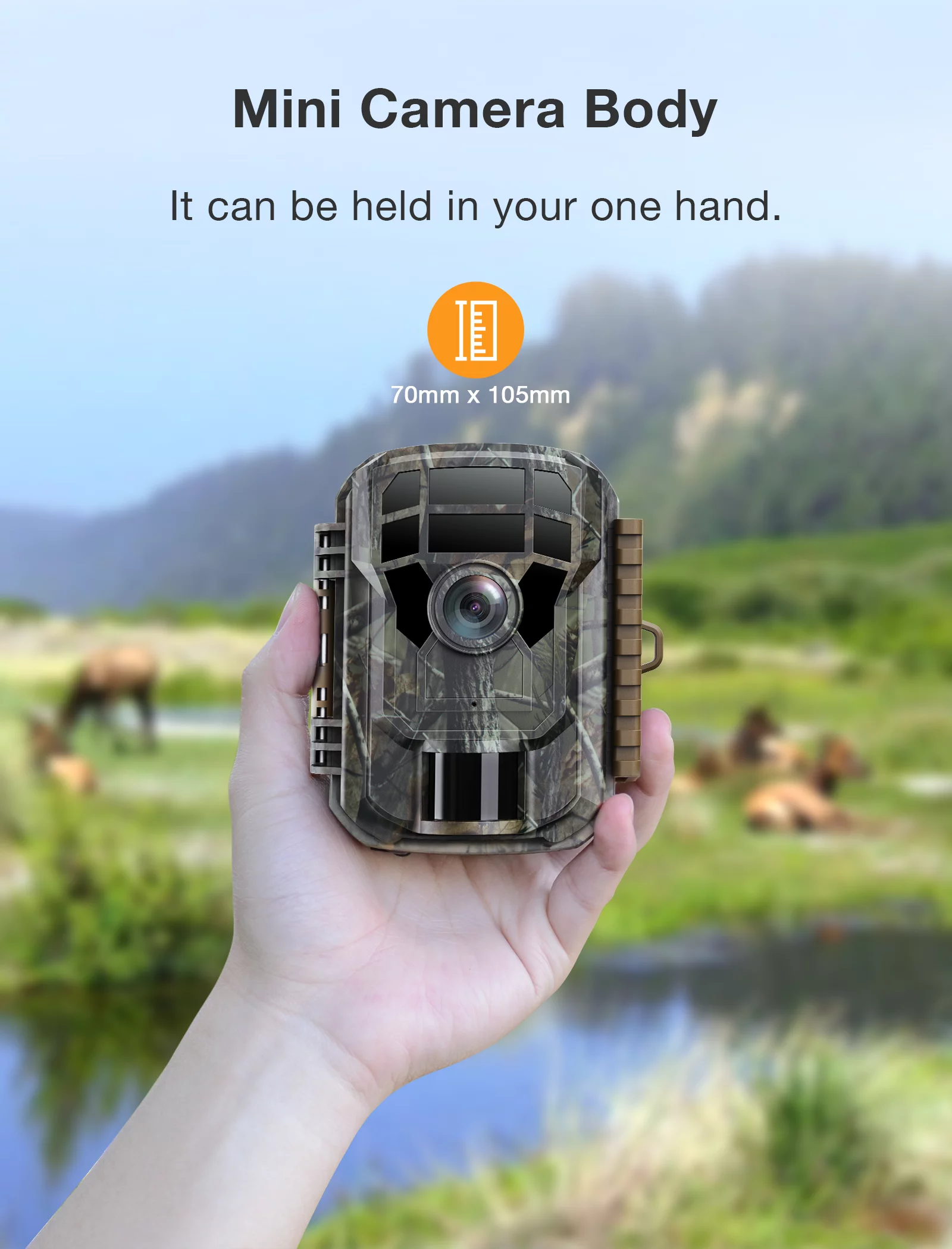 CAMPARK Trail Camera with SD Card and Batteries 24MP 1080P Game Hunting Camera with Night Vision Waterproof