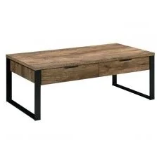 Acme Furniture Aflo Industrial Metal Coffee Table with Storage, Black/Brown