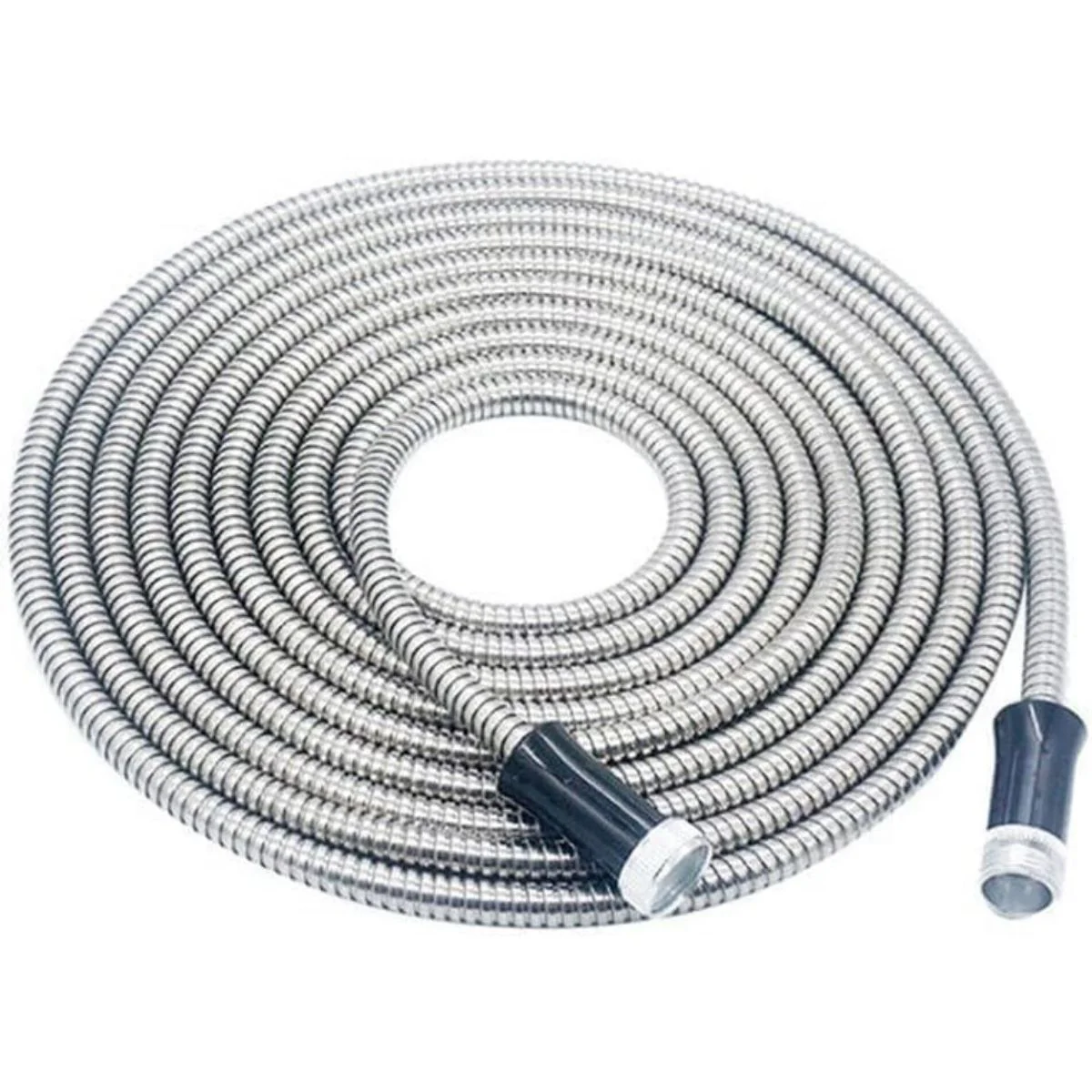 LUVCMFT Metal Garden Hose 50FT Flexible Garden Water Hose with Solid Metal Fittings and Spray Nozzle Stainless Steel Water Hose No-Tangle & No-Kink Durable and Lightweight