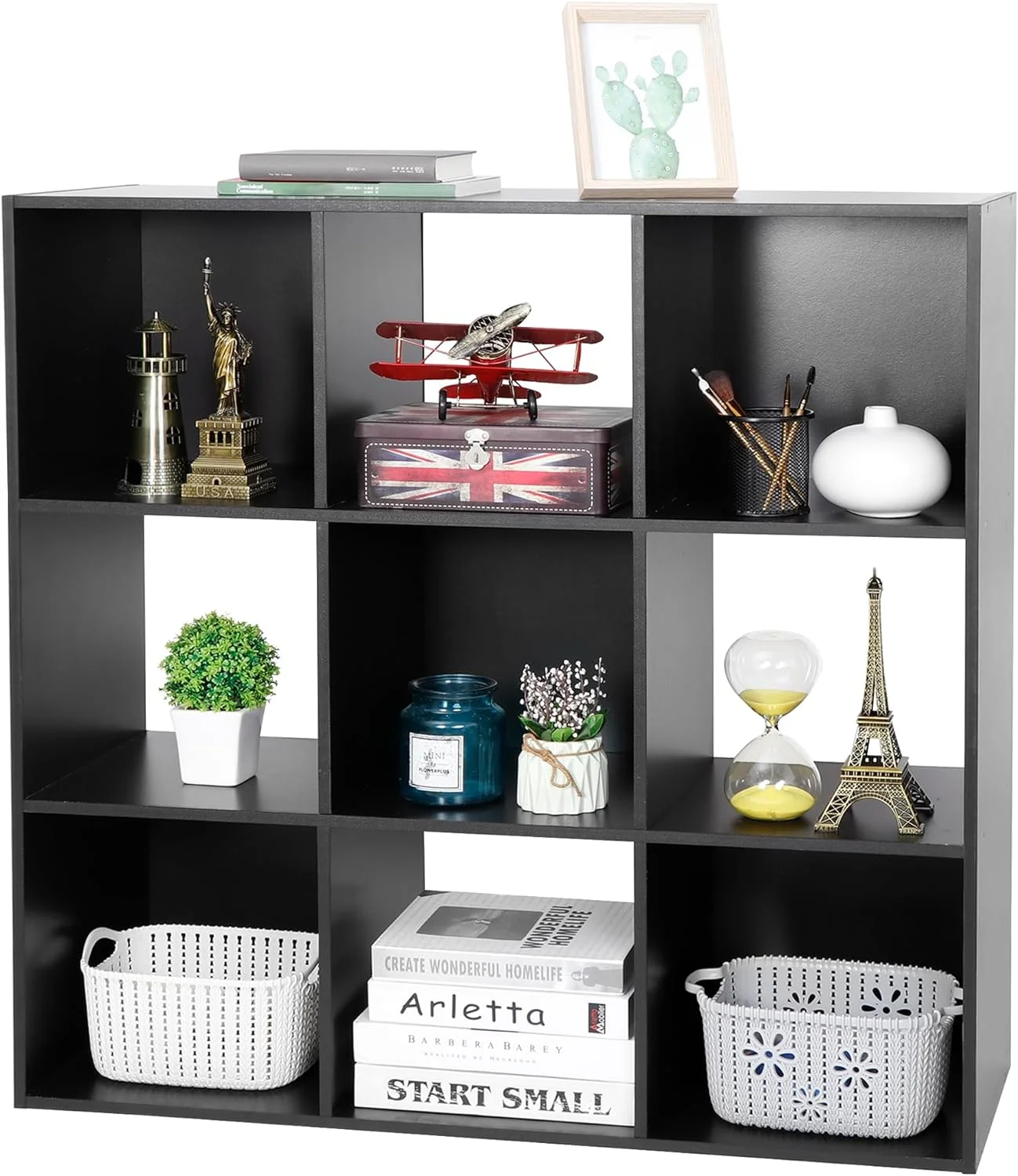3-Tier Storage Shelves With Removable Back Panels, Wooden Opening Bookshelves For Living Room, Home Office, Bedroom, Dark Brown