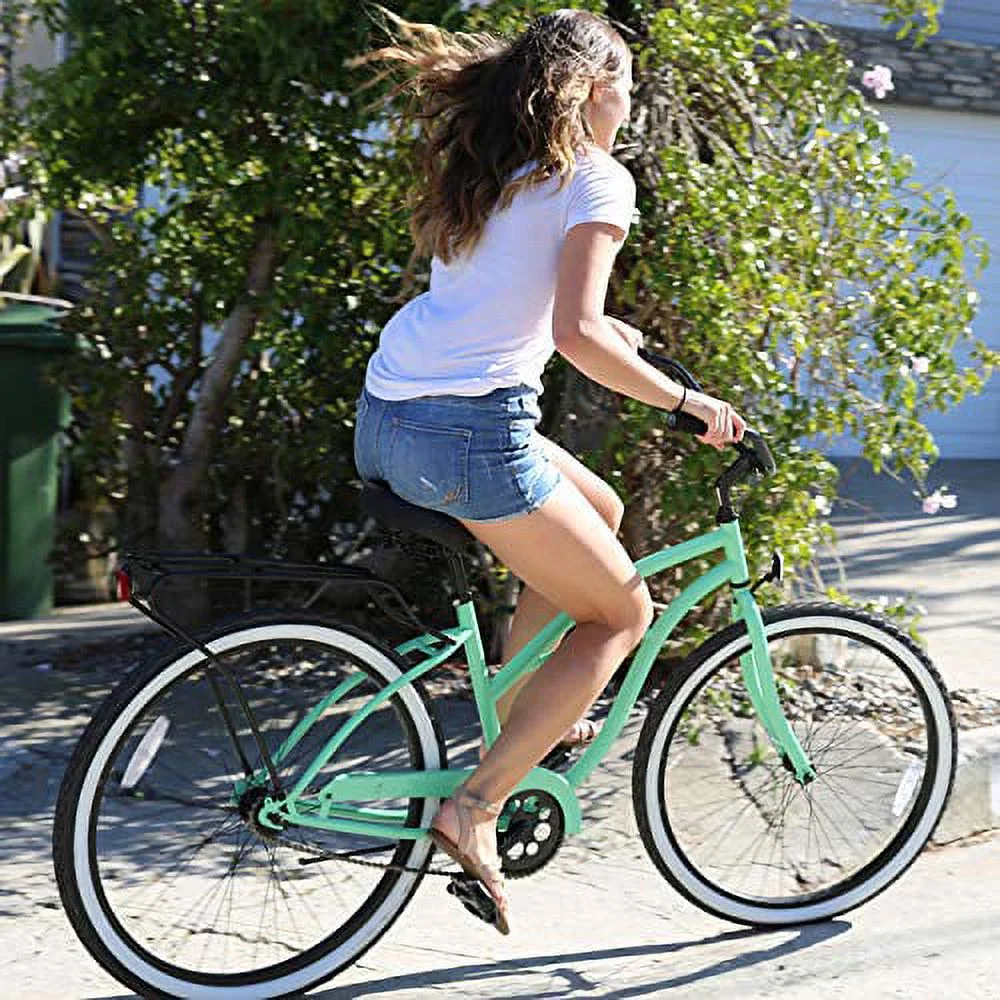 sixthreezero Around The Block Women's Electric Bicycle, 7-Speed Beach Cruiser eBike, 500 Watt Motor, 26