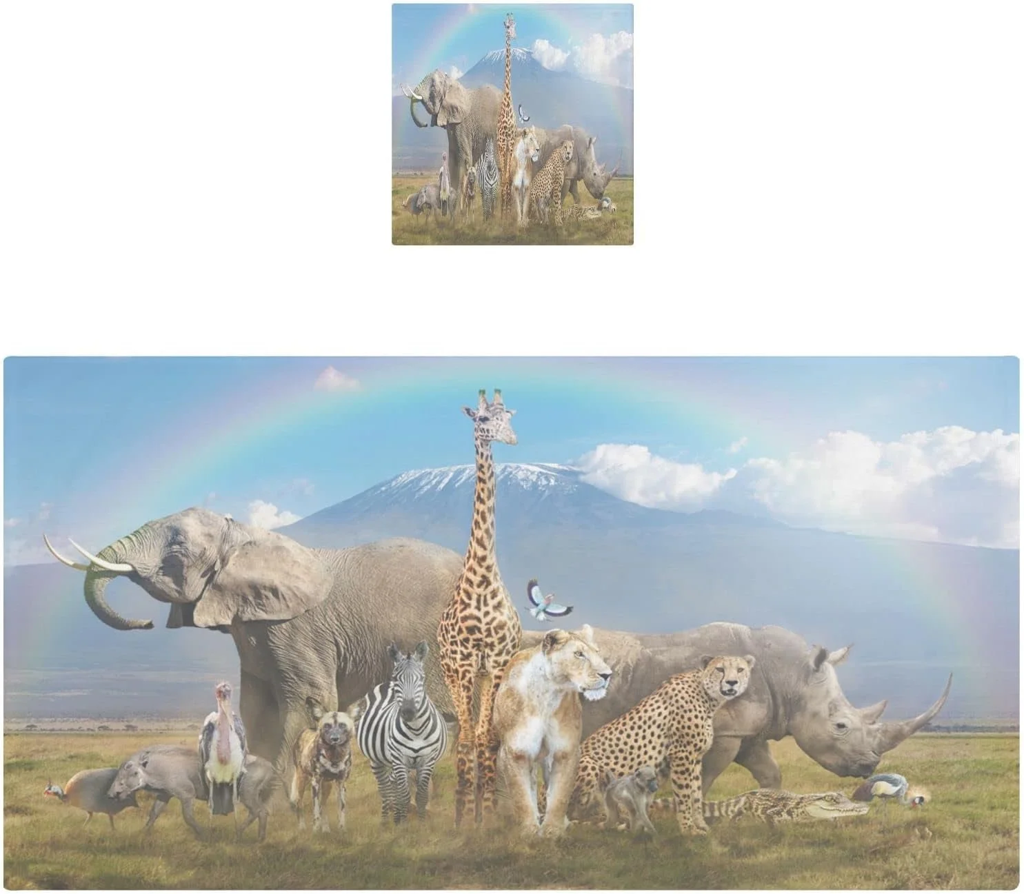 Dreamtimes African Animals Bath Towel Set, Pure Cotton Washcloth Lightweight and Highly Absorbent Quick Drying Towels for Bathroom